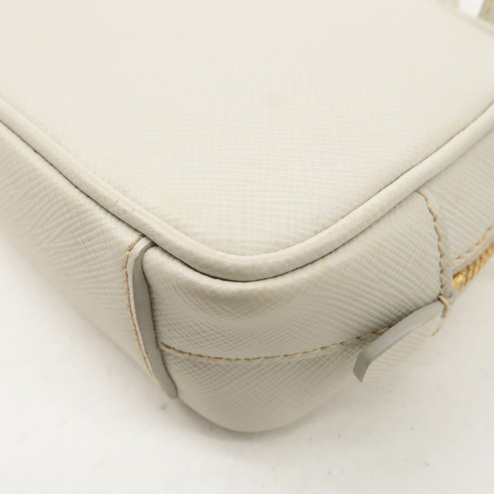 PRADA Logo Saffiano Leather Shoulder Bag Crossbody Bag White