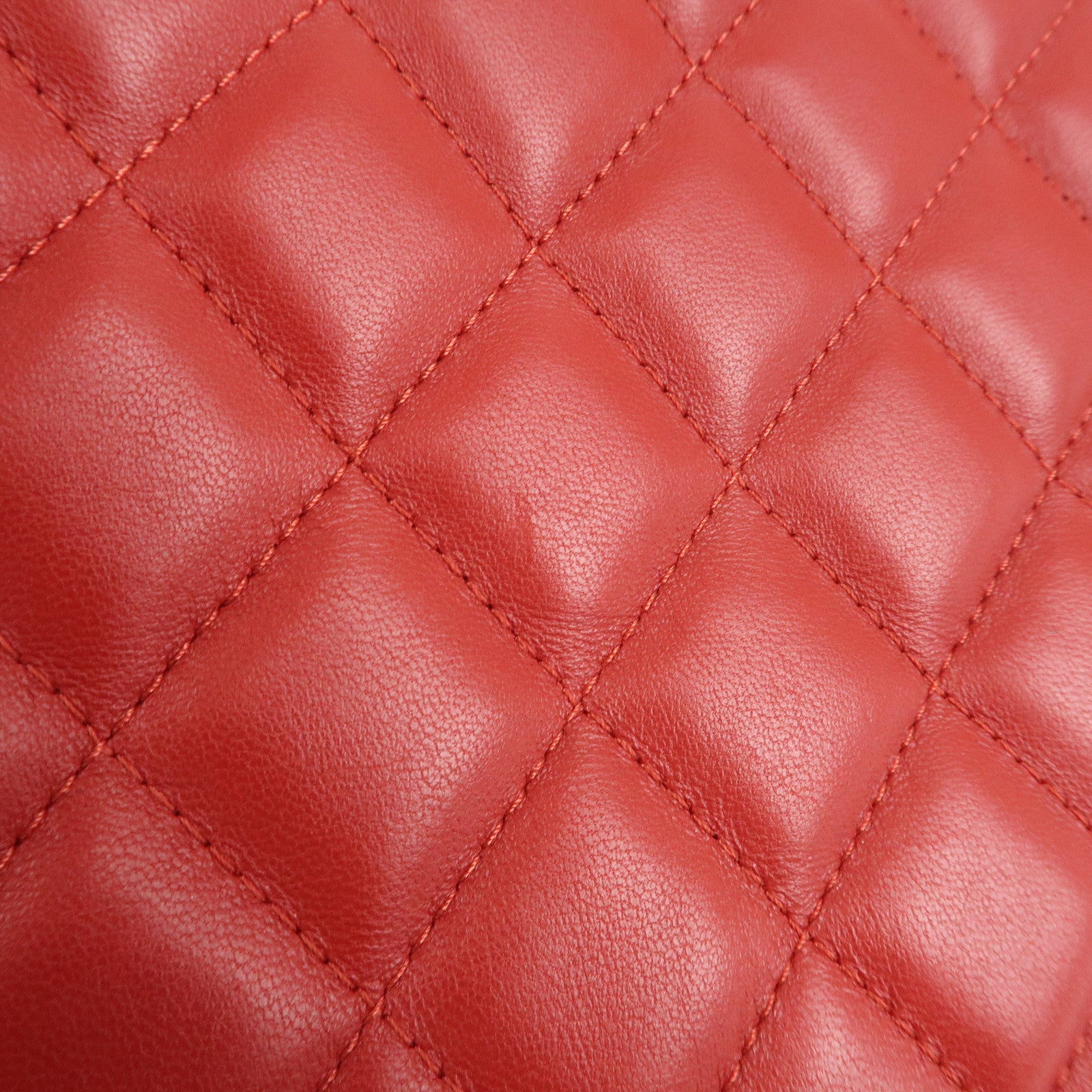 CHANEL Matelasse COCO Mark Lamb Skin Clutch Bag Red Used