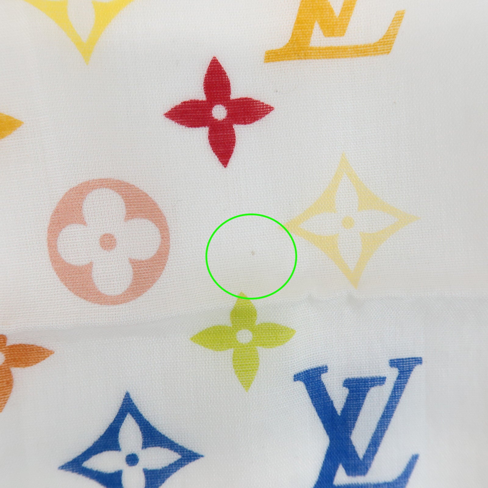 Louis Vuitton Monogram Multi Color Cotton Scarf Blanc M71911 Used