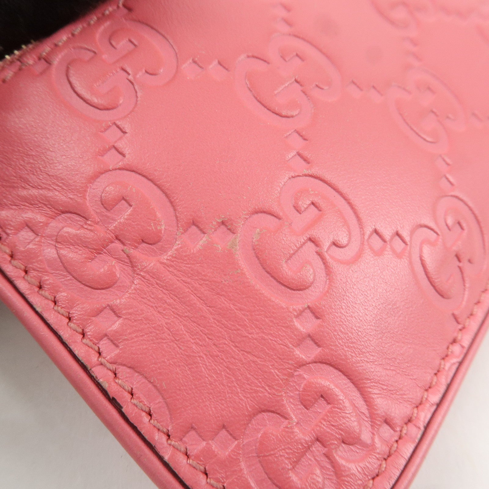 GUCCI Guccissima Leather Coin Case Wallet Pink 233183