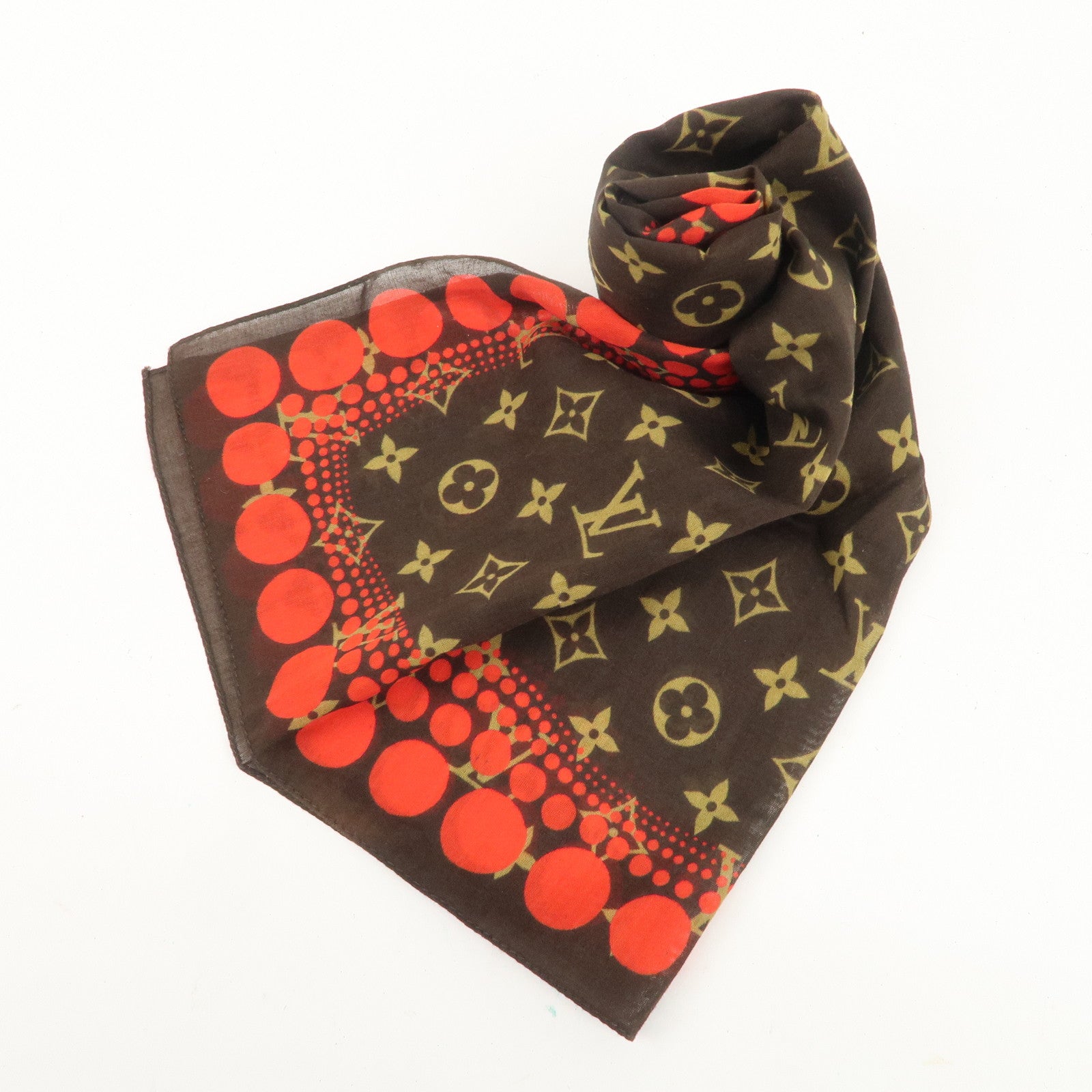 Louis Vuitton Monogram Scarf Bandana 55×55 Yayoi Kusama Used