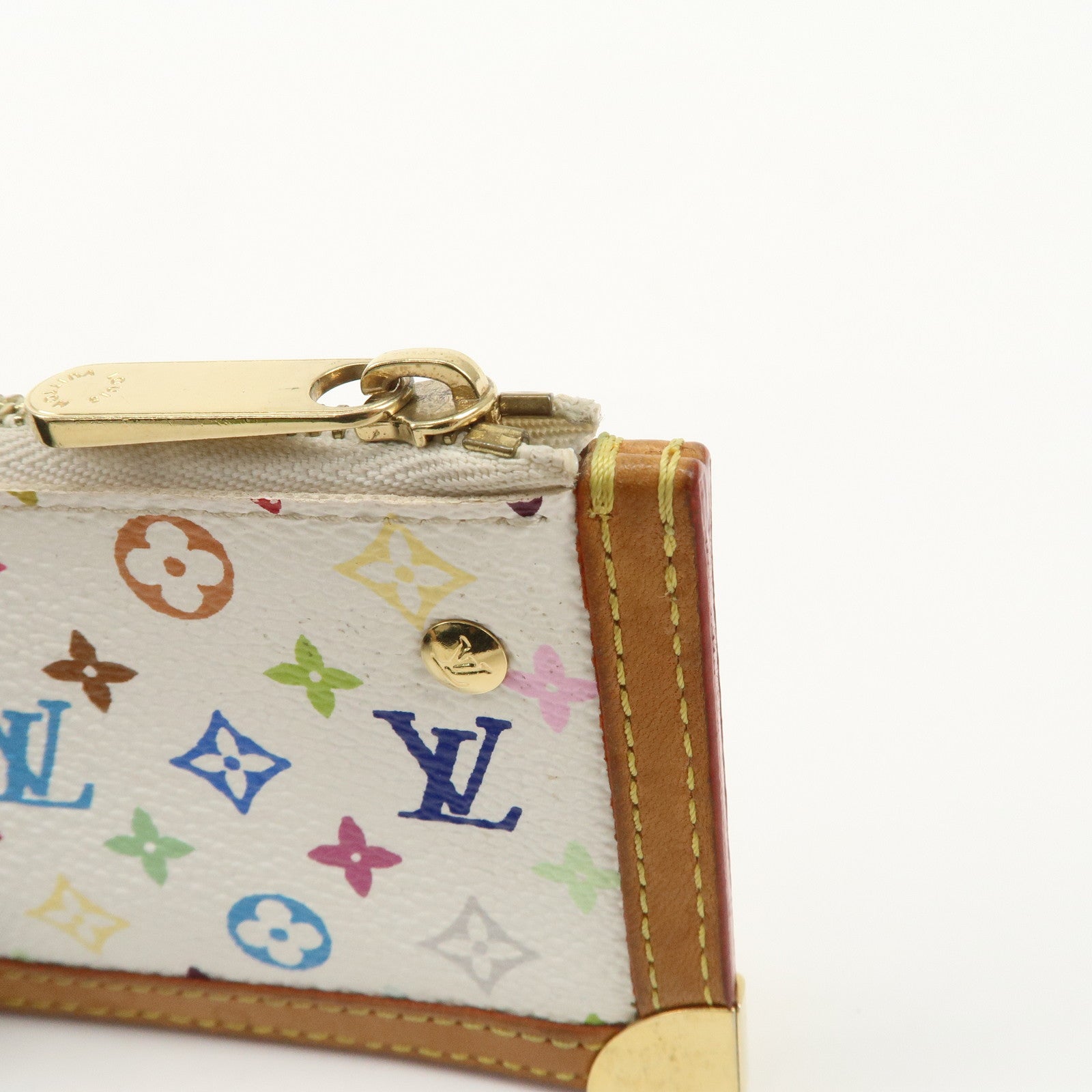 Louis Vuitton Monogram Multicolor Pochette Cles Blanc M92655