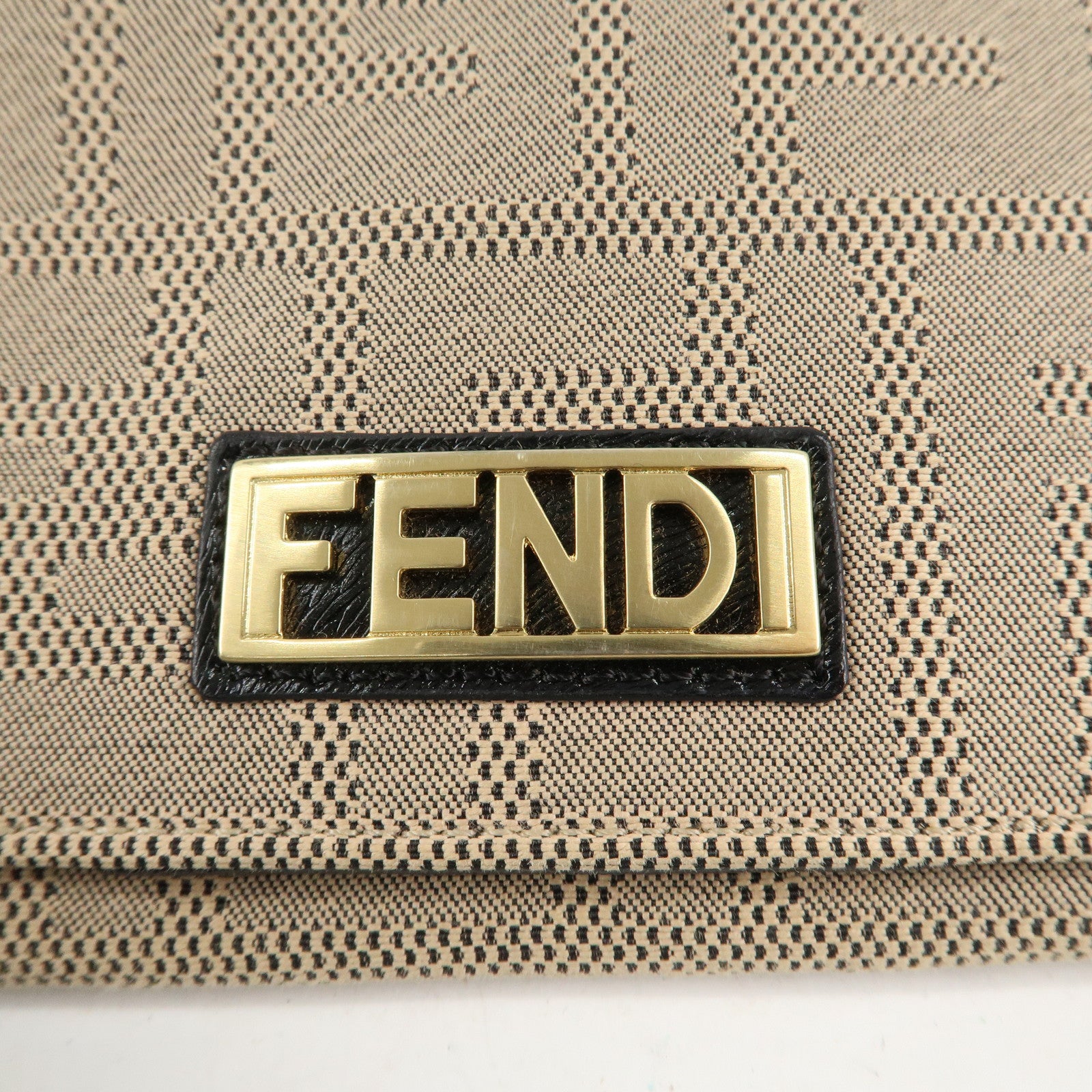 FENDI Zucca Print Canvas Leather Long Wallet Brown 8M0000