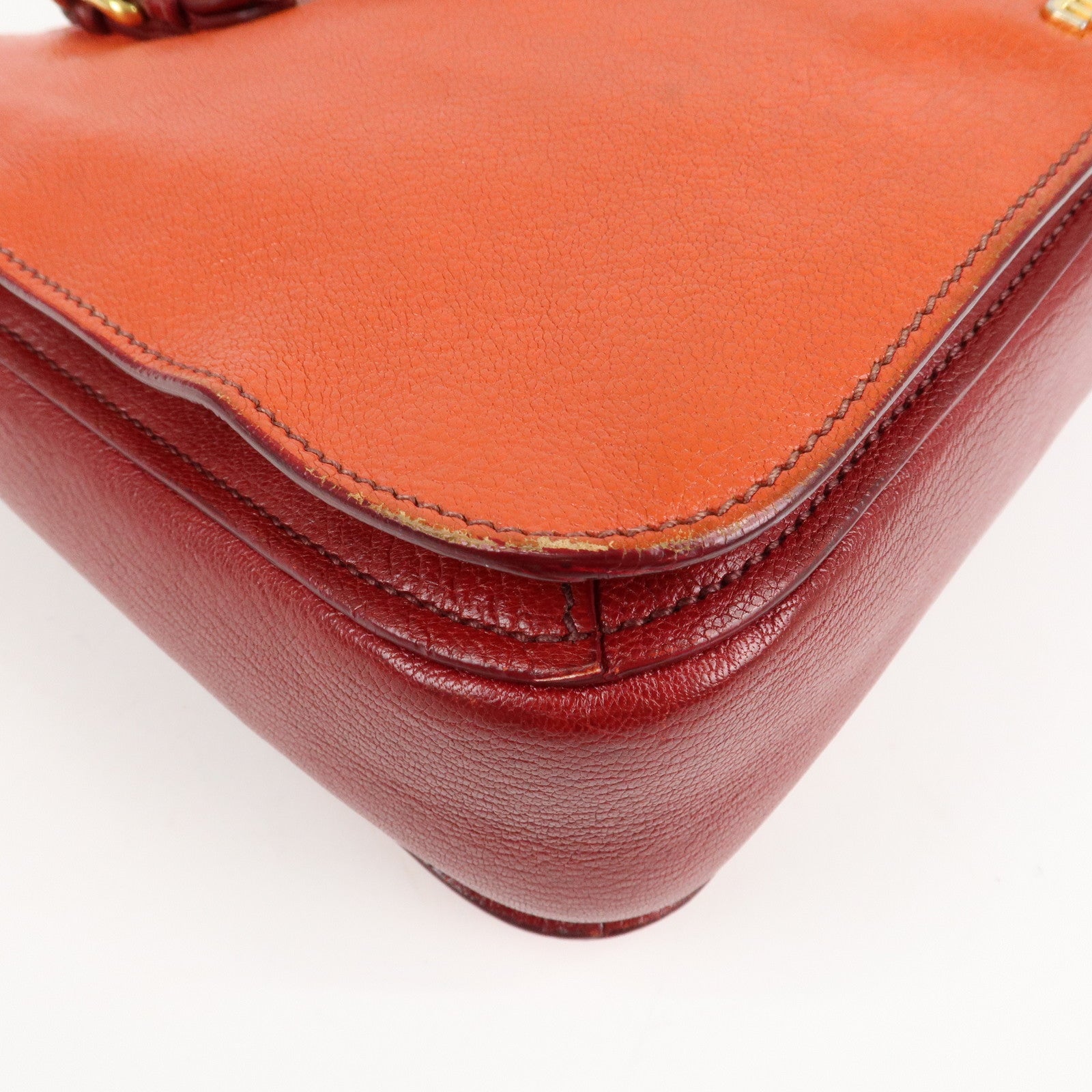 MIU MIU Leather MADRAS BICOLORE 2WAY Bag Hand Bag Orange