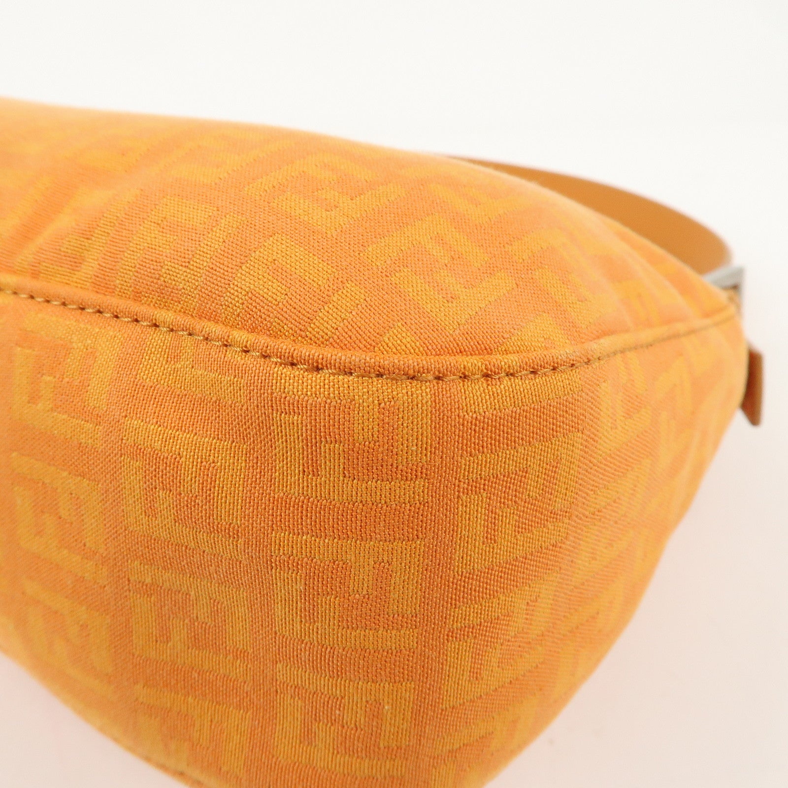 FENDI Zucchino Canvas Leather Shoulder Bag Orange 8BR036