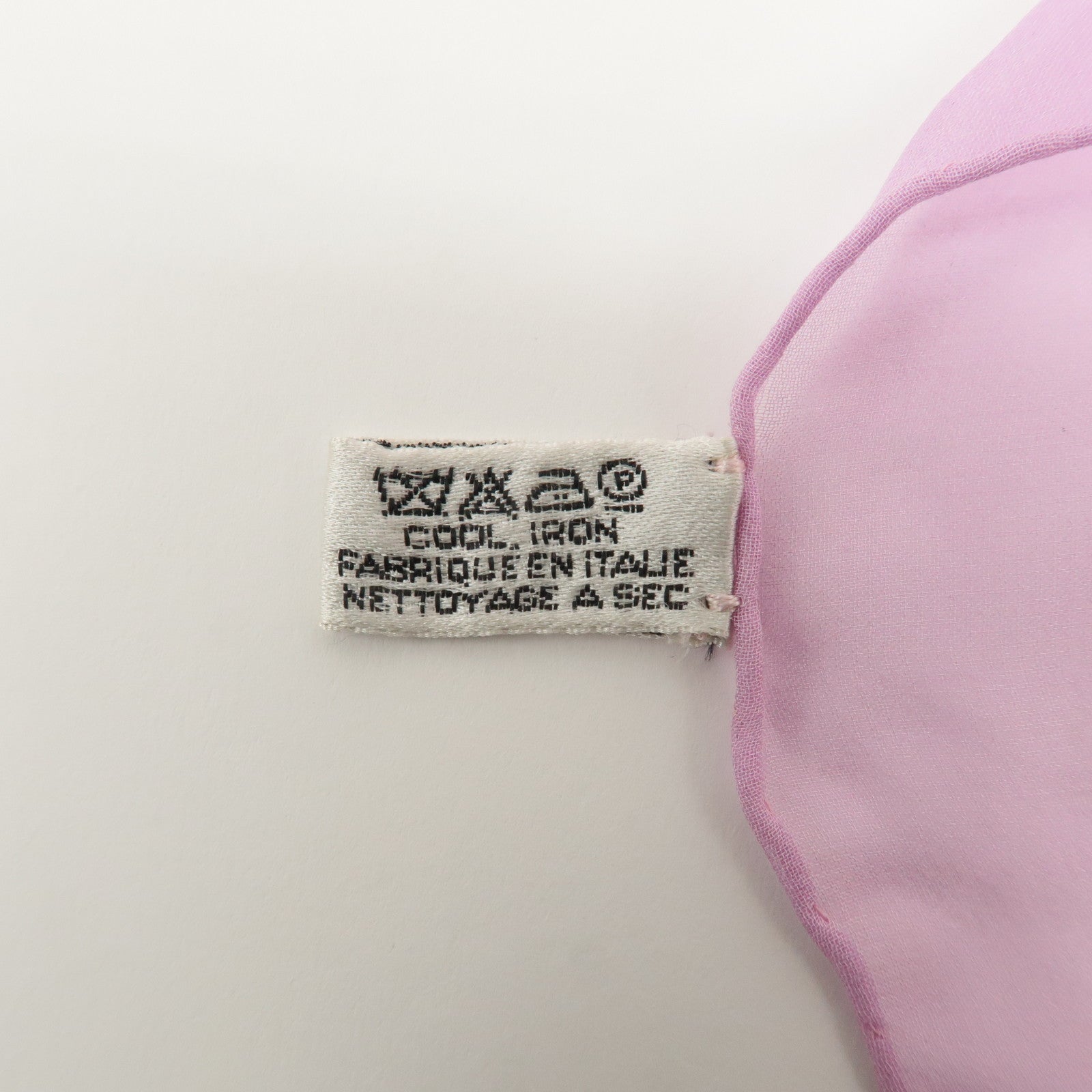 CHANEL 100% Silk Coco Mark Stole Pink Multi Color Used