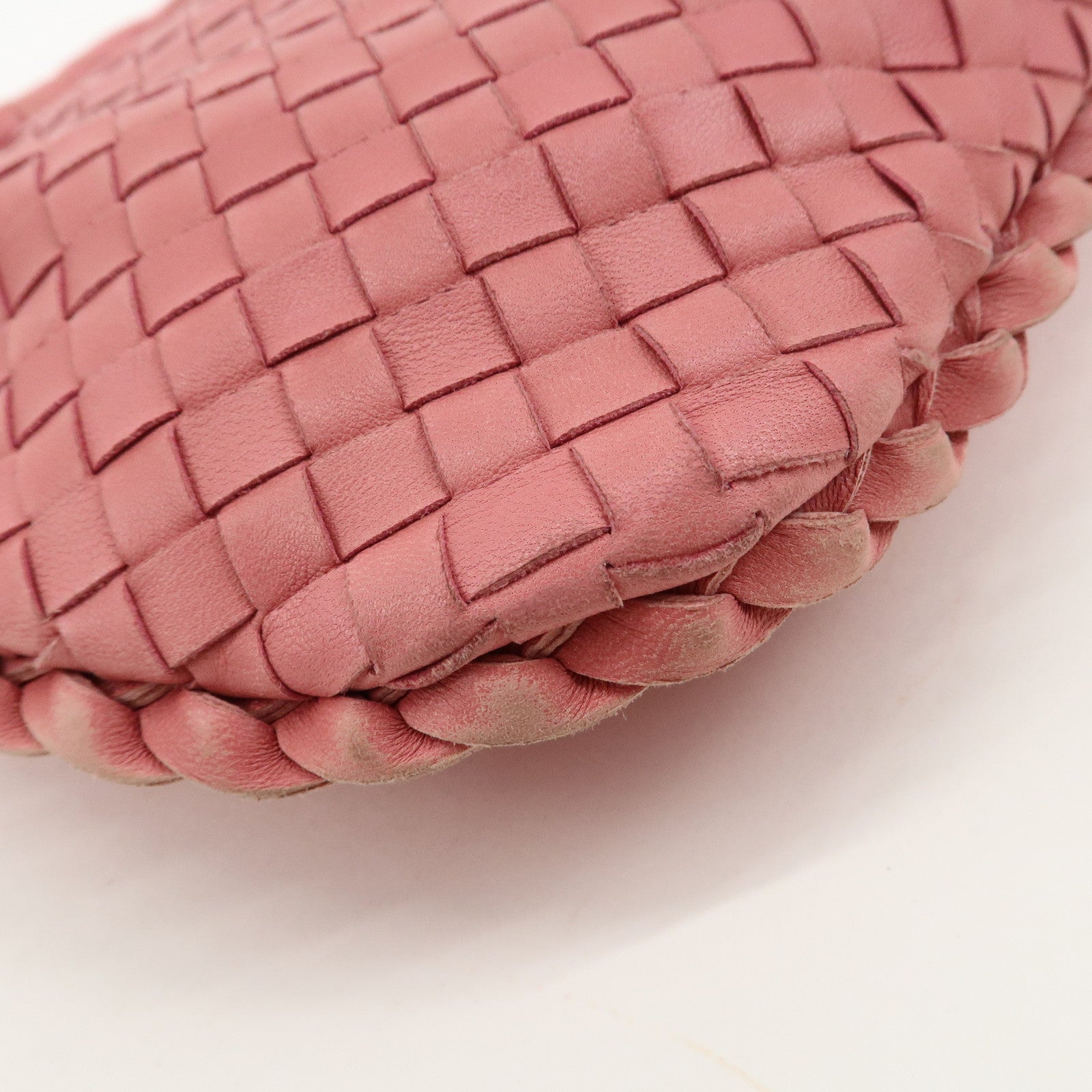 BOTTEGA VENETA Hobo Intrecciato Leather Shoulder Bag Pink 115653