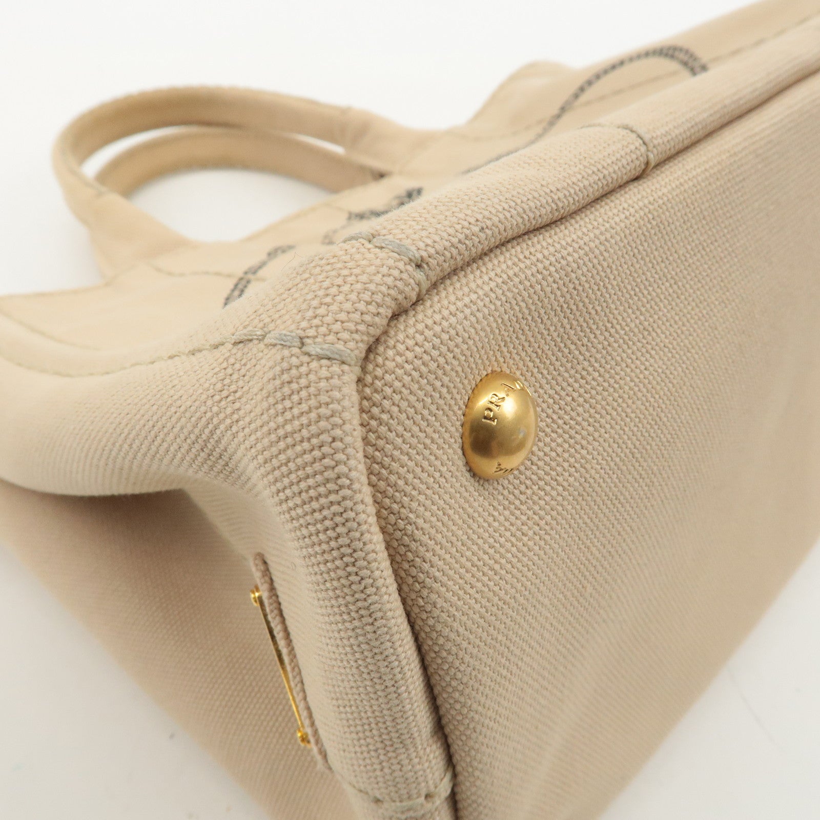 PRADA Canapa Mini Canvas 2Way Bag Shoulder Bag Beige B2439G