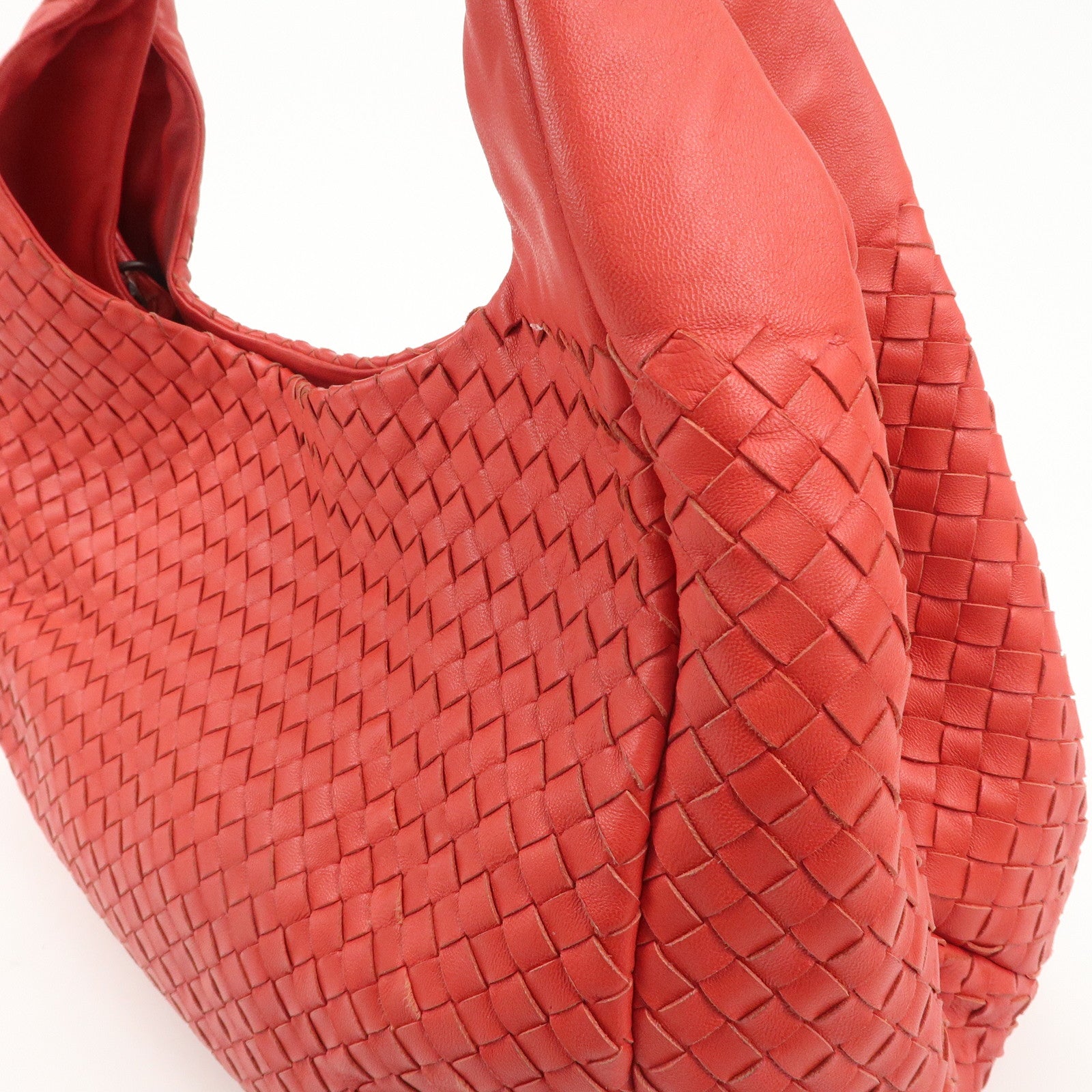 BOTTEGA VENETA Intrecciato Leather Campana Toto Bag Shoulder Bag Red