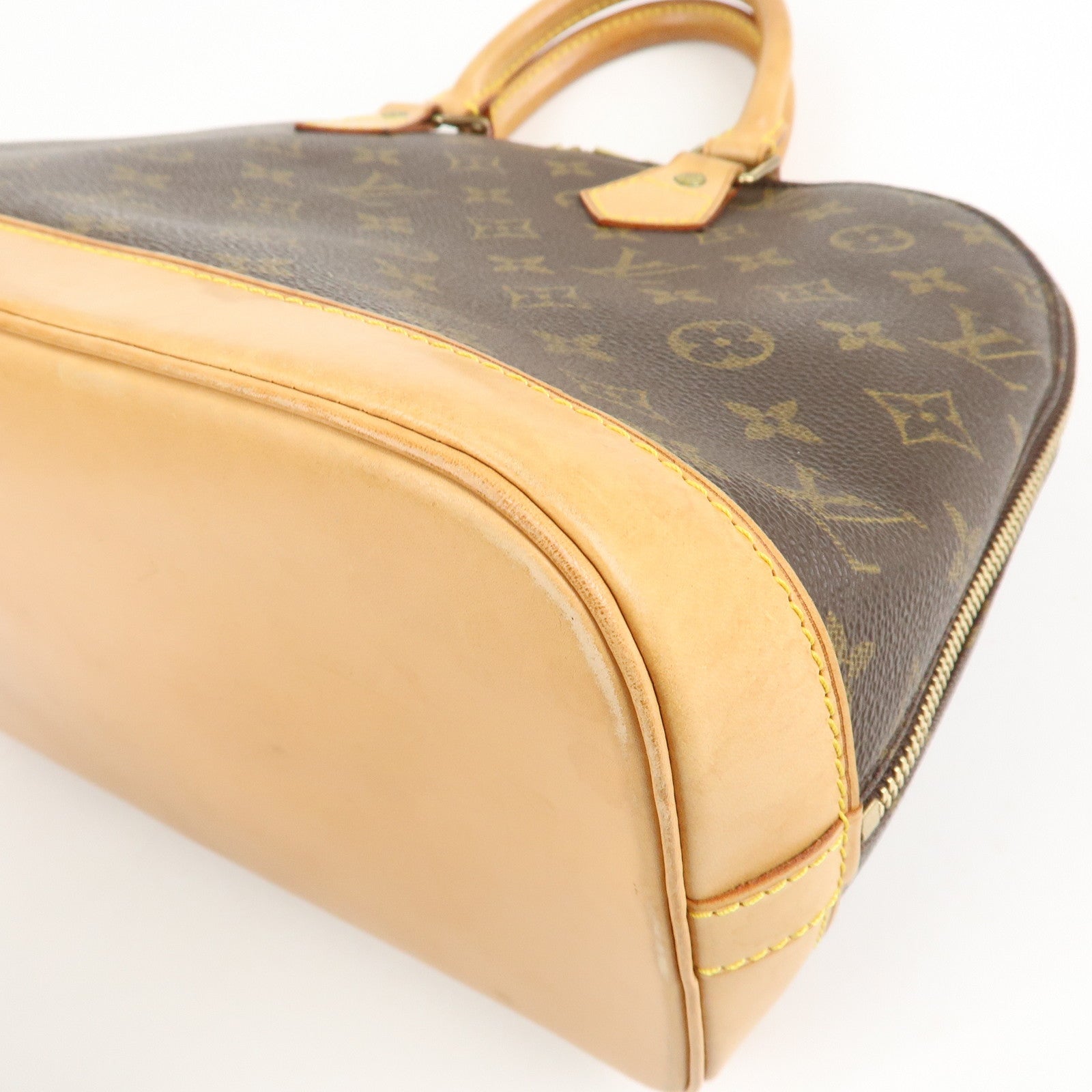 Louis Vuitton Monogram Alma Hand Bag Brown Gold Hardware M51130 Used