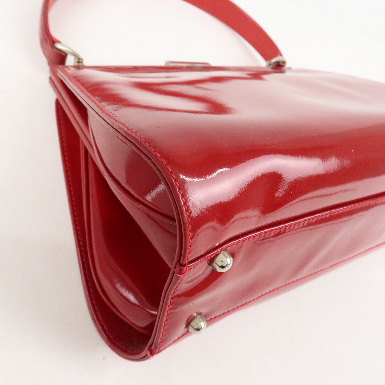 GUCCI Patent Leather Shoulder Bag Hand Bag Red 000 781 0301 Used