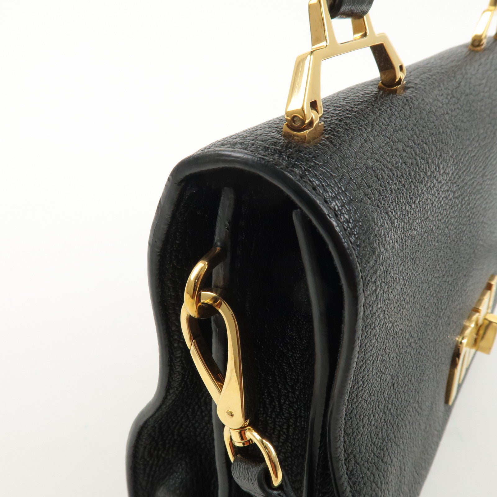 MIU MIU Leather 2WAY Hand Bag Shoulder Bag Black