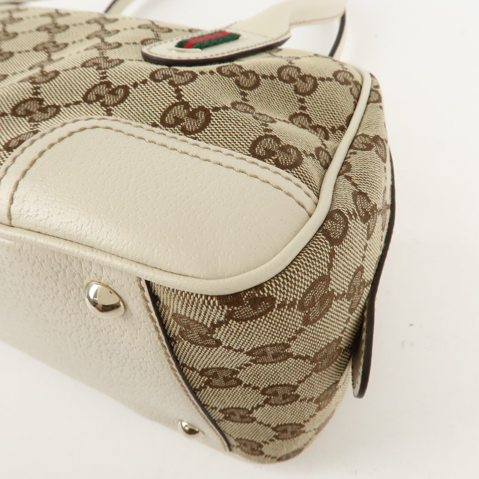 GUCCI Princy Sherry GG Canvas Leather Mini Boston Bag Beige 161720