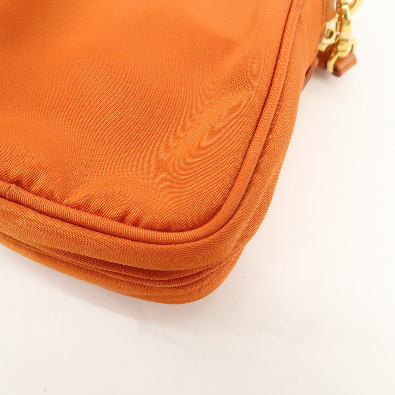 PRADA Logo Nylon Leather Small Shoulder Bag Crossbody Bag Orange