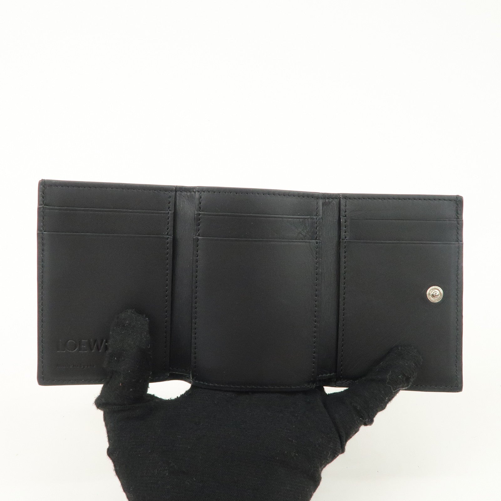 LOEWE Anagram Leather Tri-fold Wallet Black