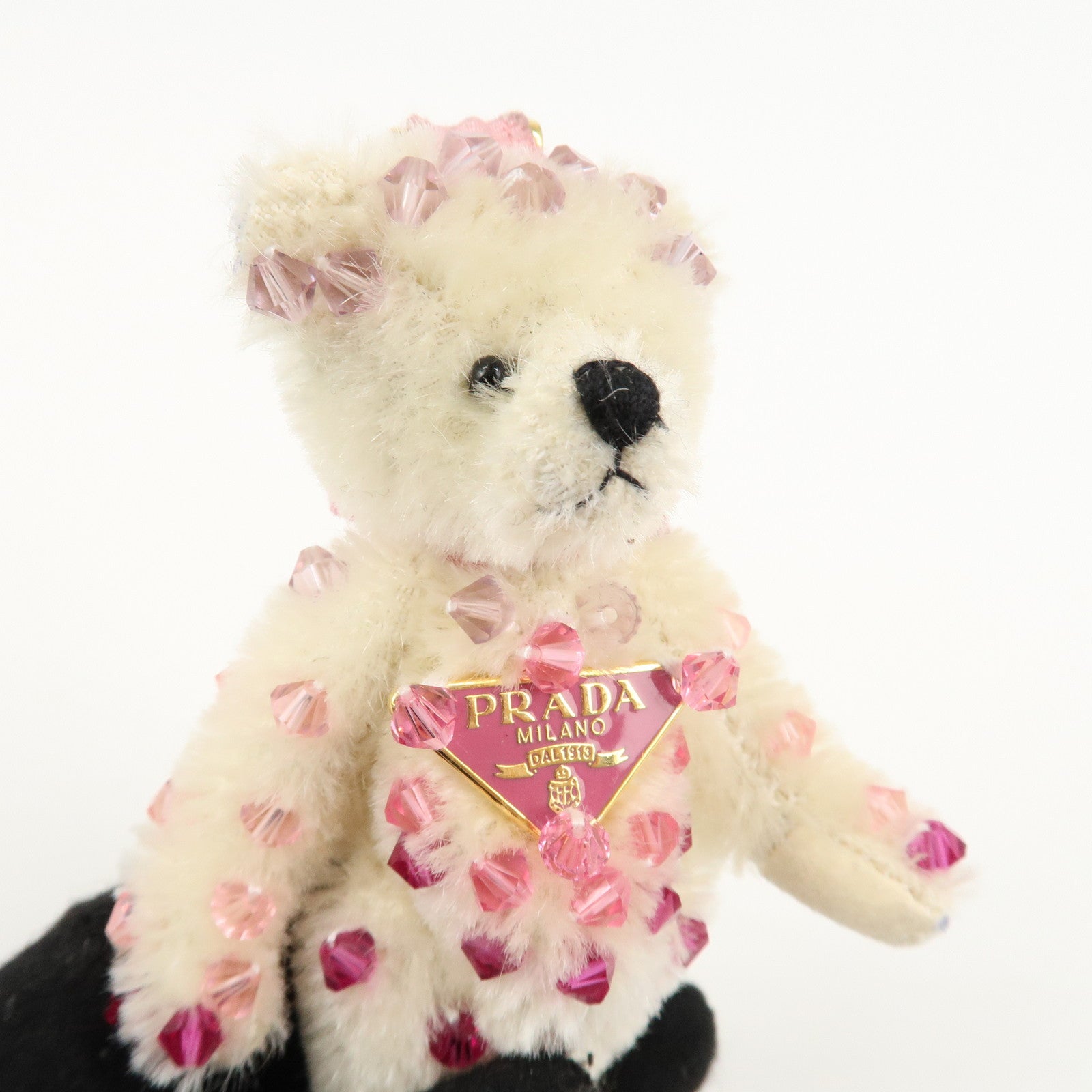 PRADA Metal Beads Teddy Bear Key Chain Key Holder 1AR877