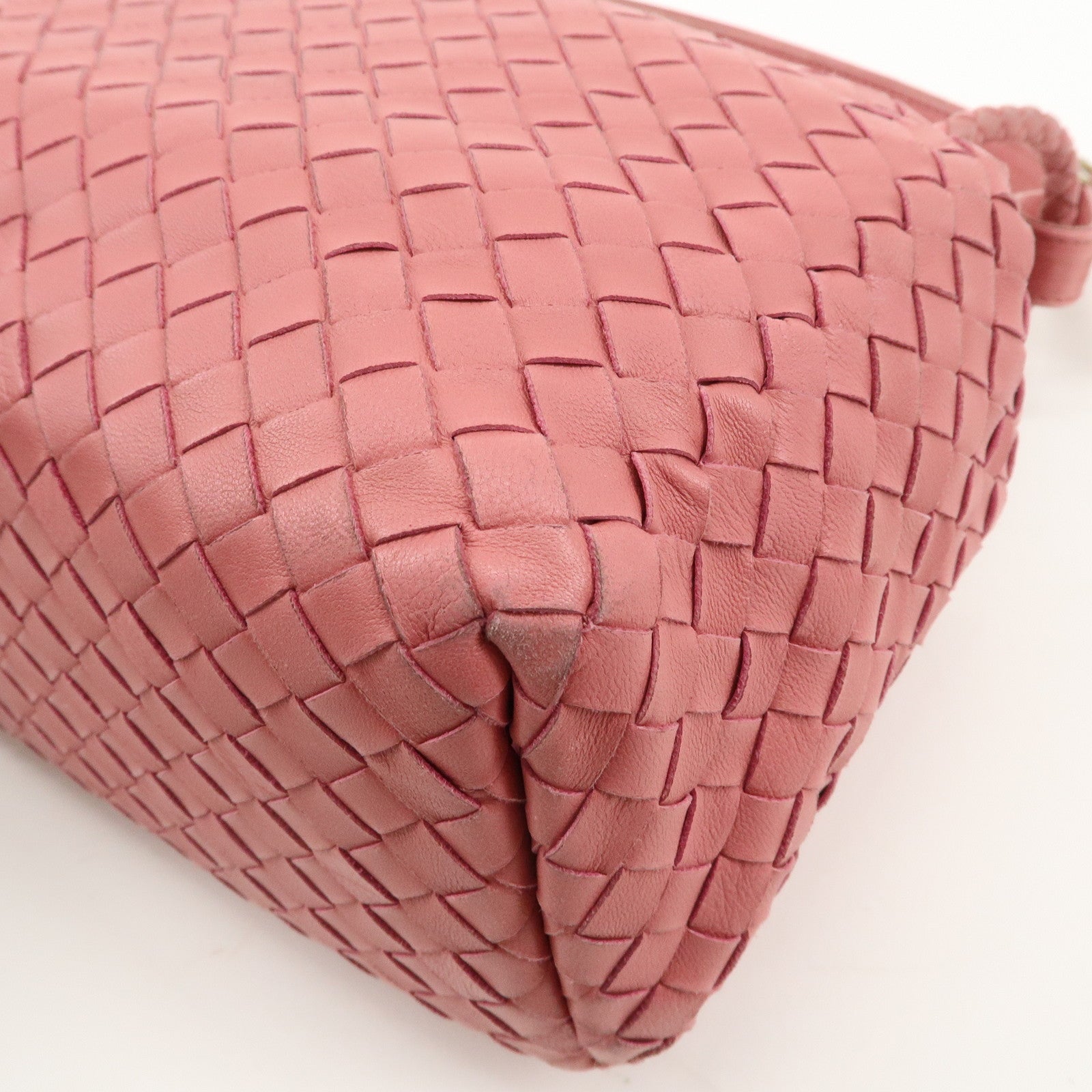 BOTTEGA VENETA Intrecciato Leather Shoulder Bag Pink 162117