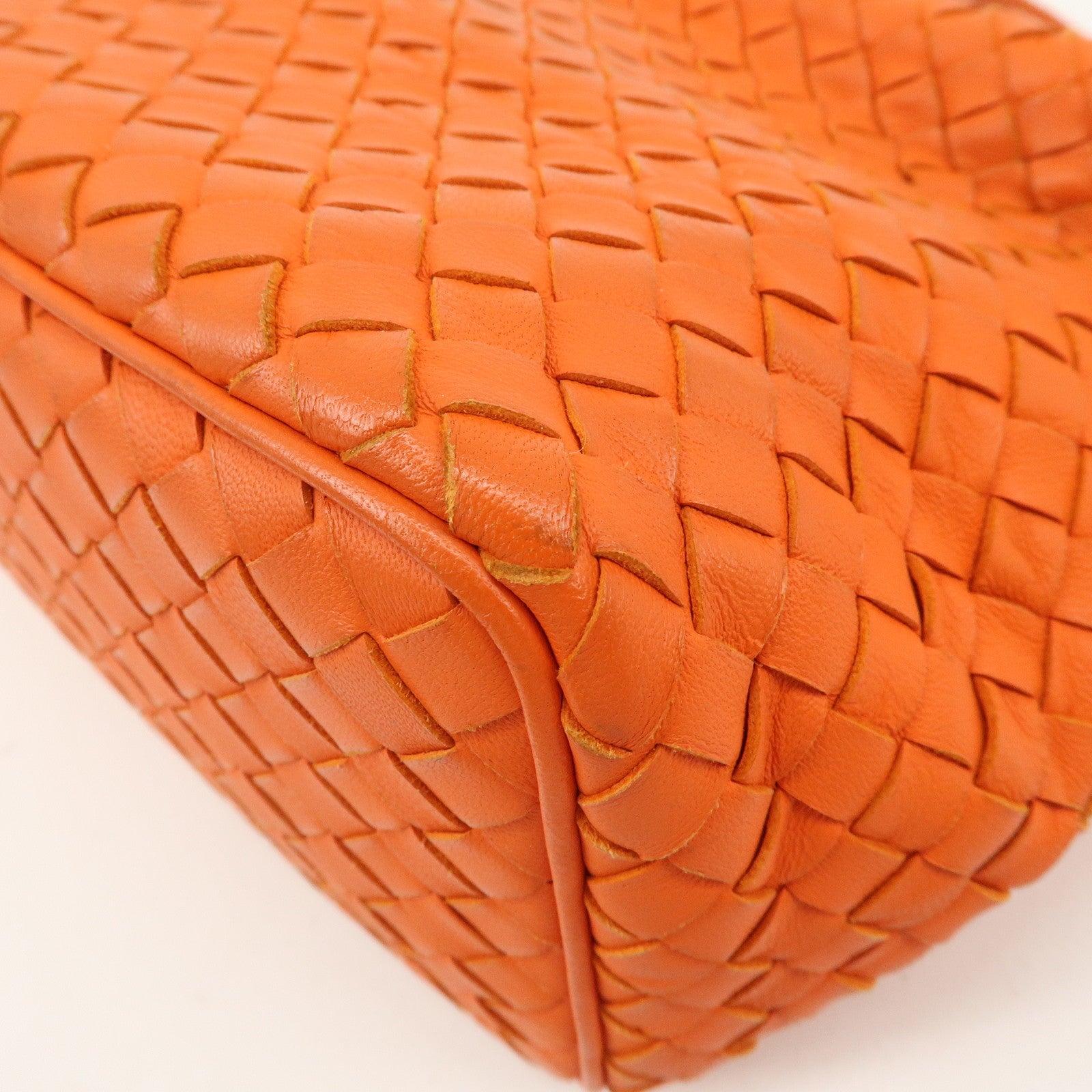 BOTTEGA VENETA Intrecciato Leather Shoulder Bag Orange 239988