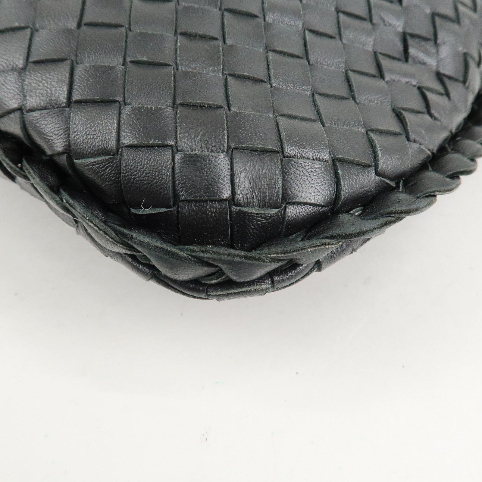 BOTTEGA VENETA Hobo Intrecciato Leather Shoulder Bag Black 115654