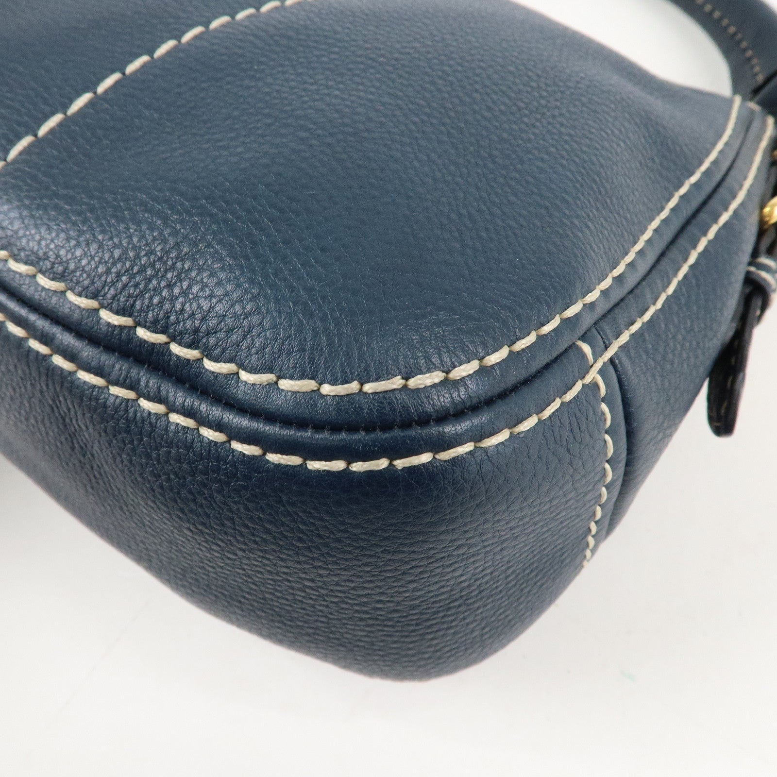 PRADA Soft Calf Leather Shoulder Bag Hand Bag Blue BR4690