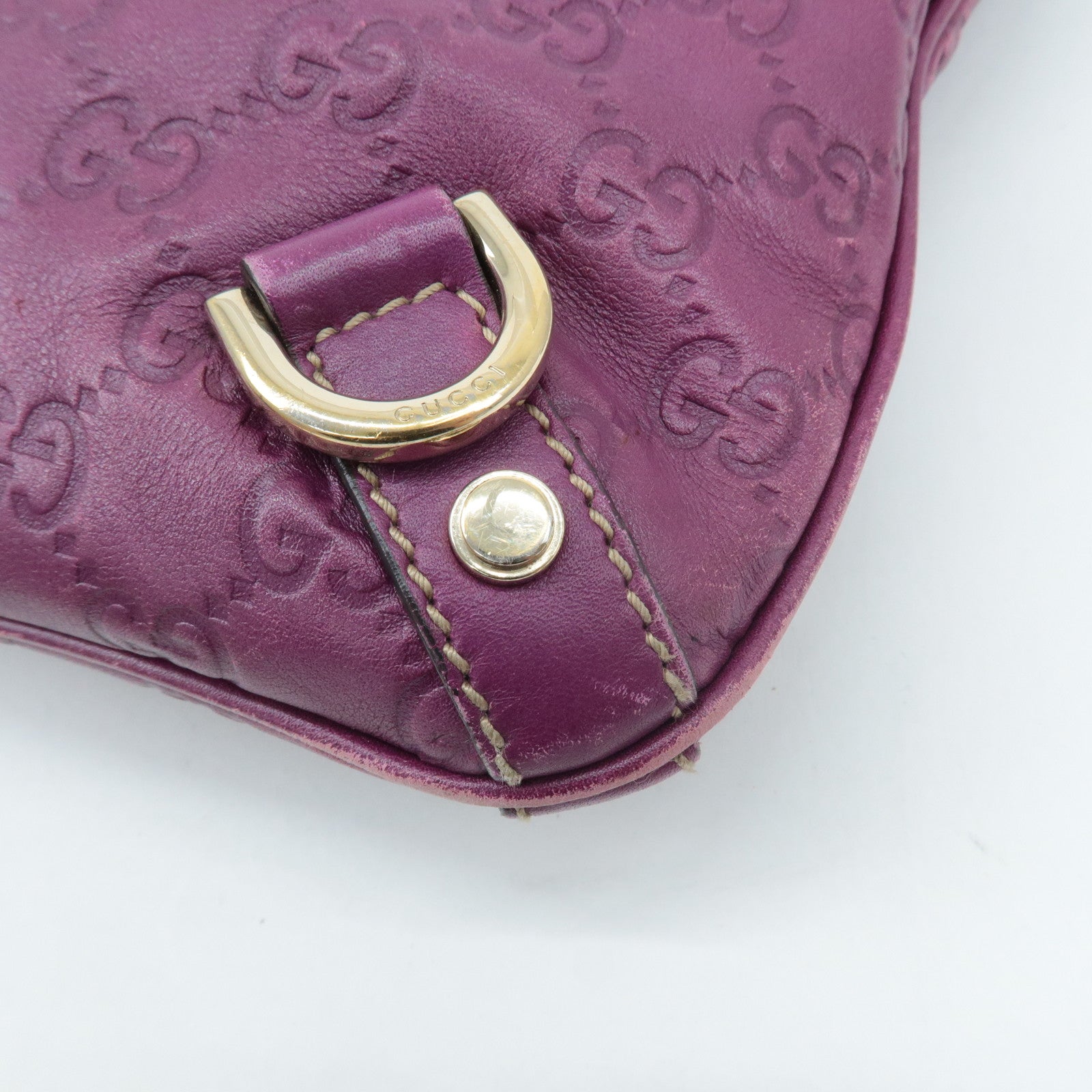 GUCCI Abbey Guccissima Leather Shoulder Bag Purple 131326 Used