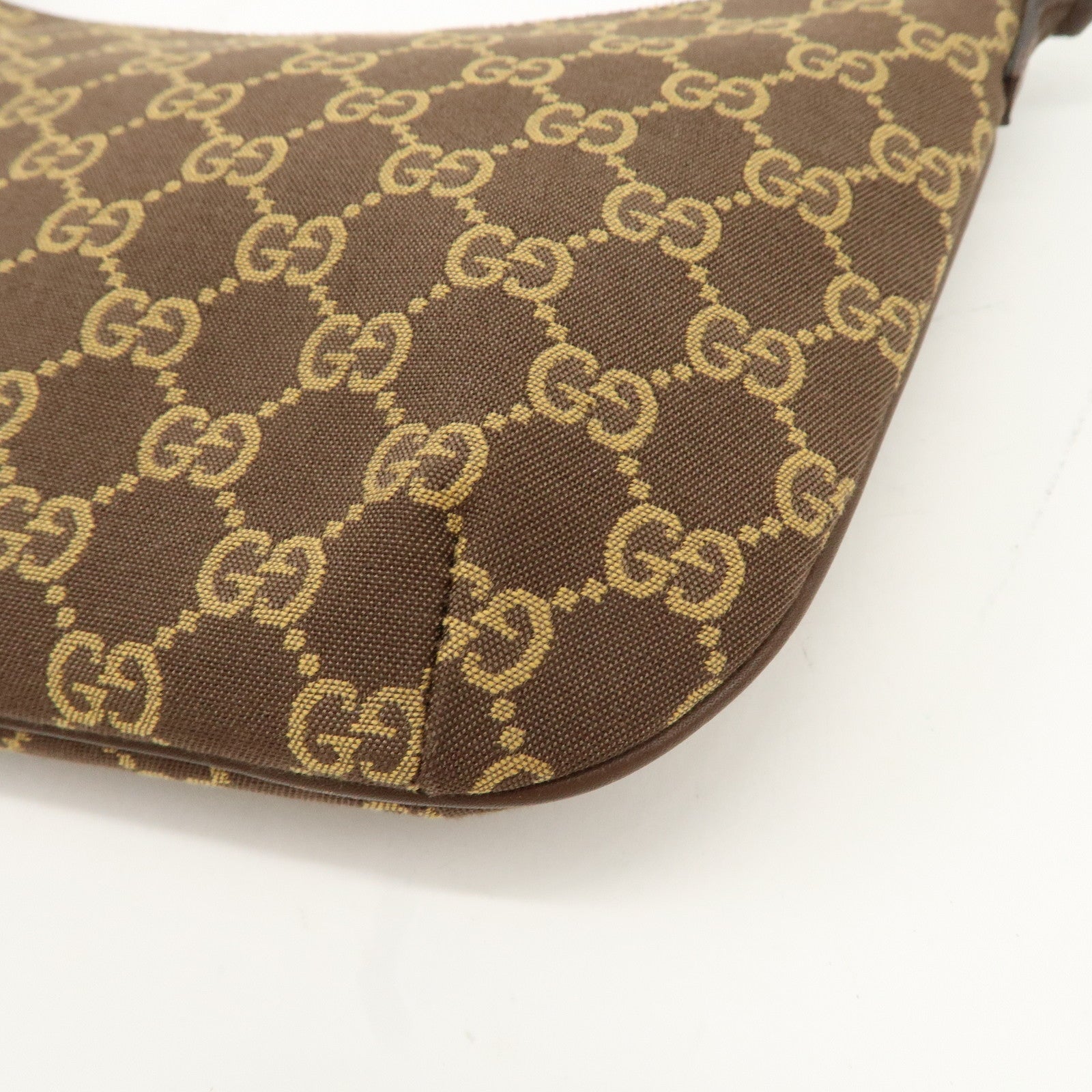 GUCCI GG Canvas Leather Purse Hand Bag Shoulder Bag Brown 005.0813 Used