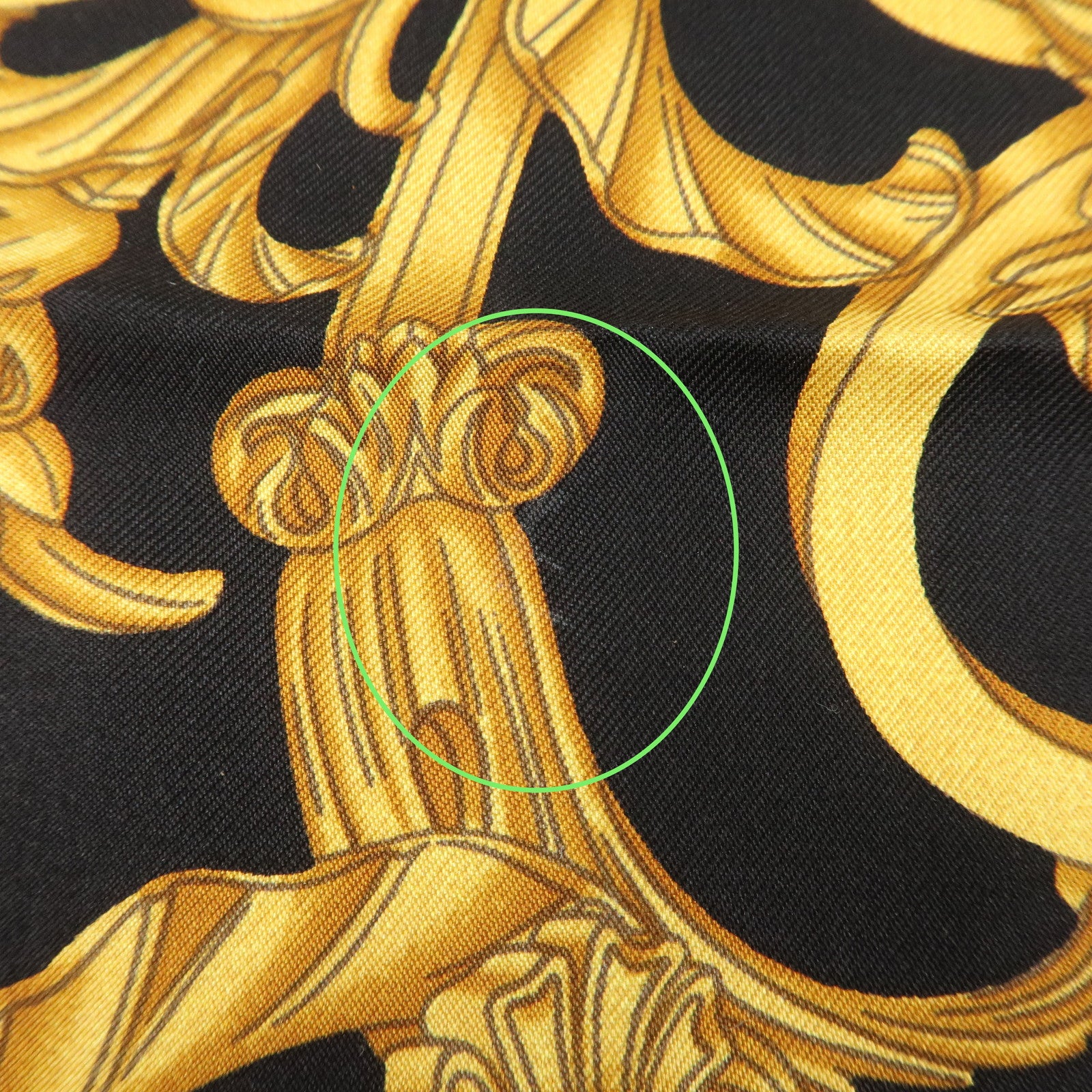 HERMES Silk 100% Carre 90 Scarf LES TUILERIES Black Gold Used