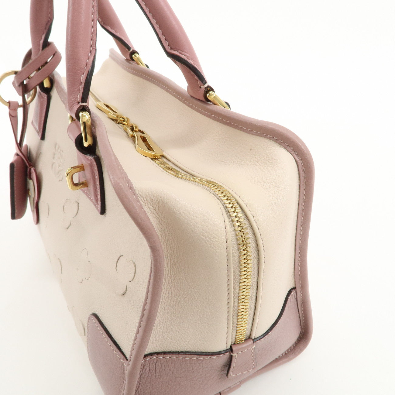 LOEWE Leather Bag Amazona 28 Cherry Blossom White Pink Beige