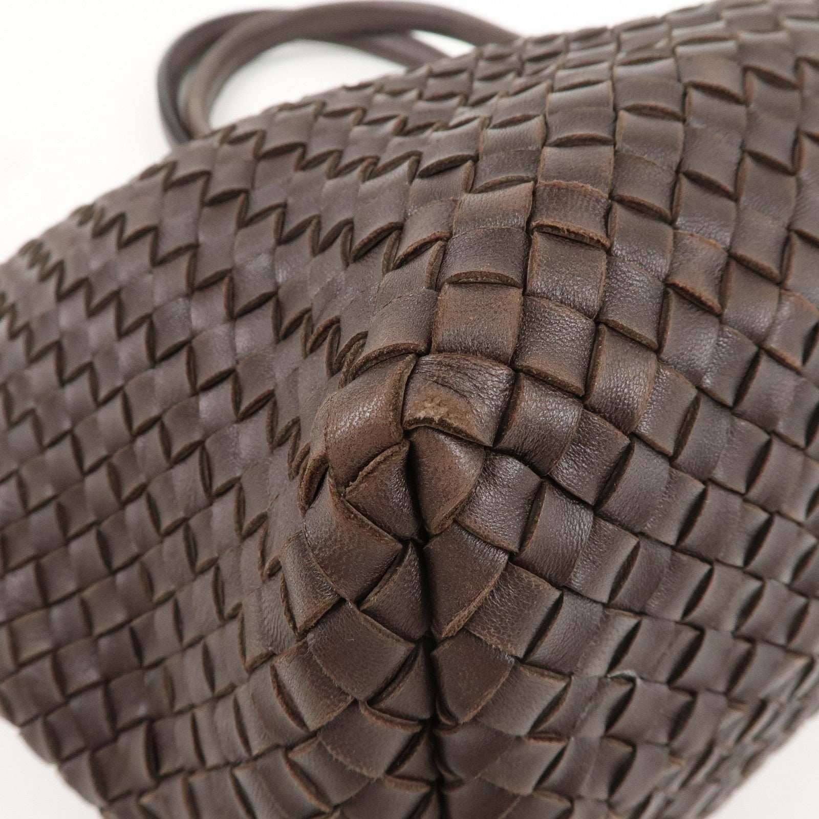 BOTTEGA VENETA Intrecciato Leather Cabas MM Tote Bag Brown 115664