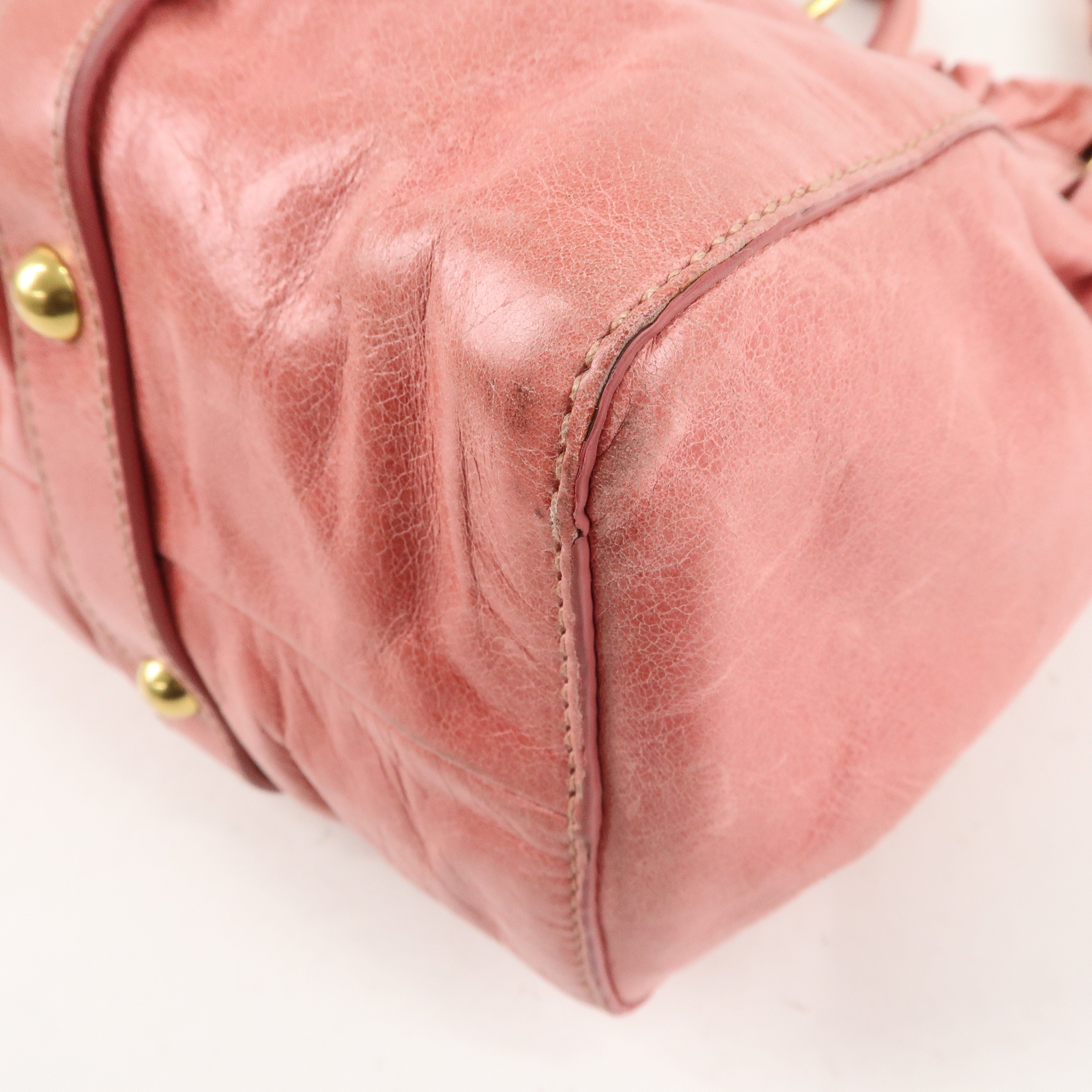 MIU MIU Leather 2Way Bag Shoulder Bag Hand Bag Pink