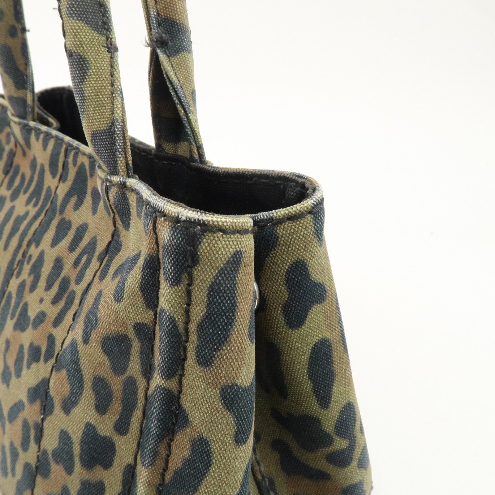 PRADA Canapa Mini Canvas 2Way Bag Hand Bag Leopard 1BG439