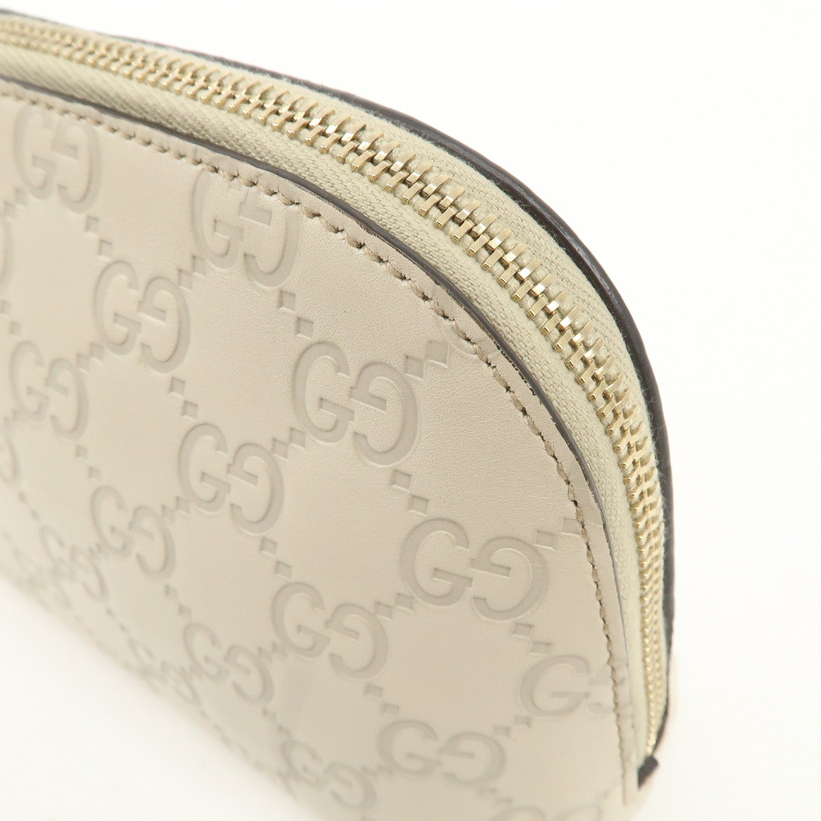 GUCCI Guccissima Leather Pouch Cosmetic POuch Ivory 141810 Used