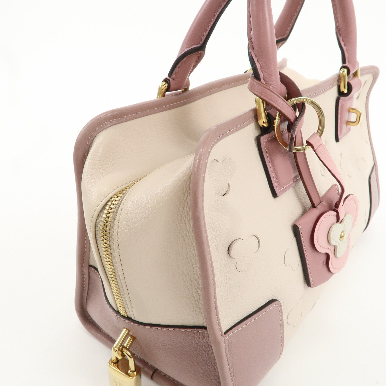 LOEWE Leather Bag Amazona 28 Cherry Blossom White Pink Beige