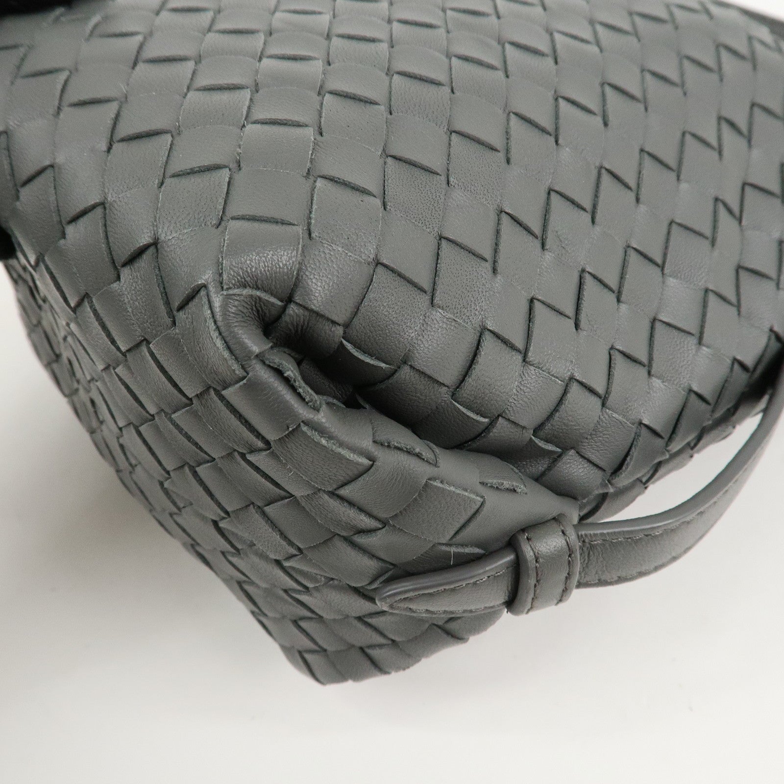 BOTTEGA VENETA Intrecciato Leather Semi Shoulder Bag Gray