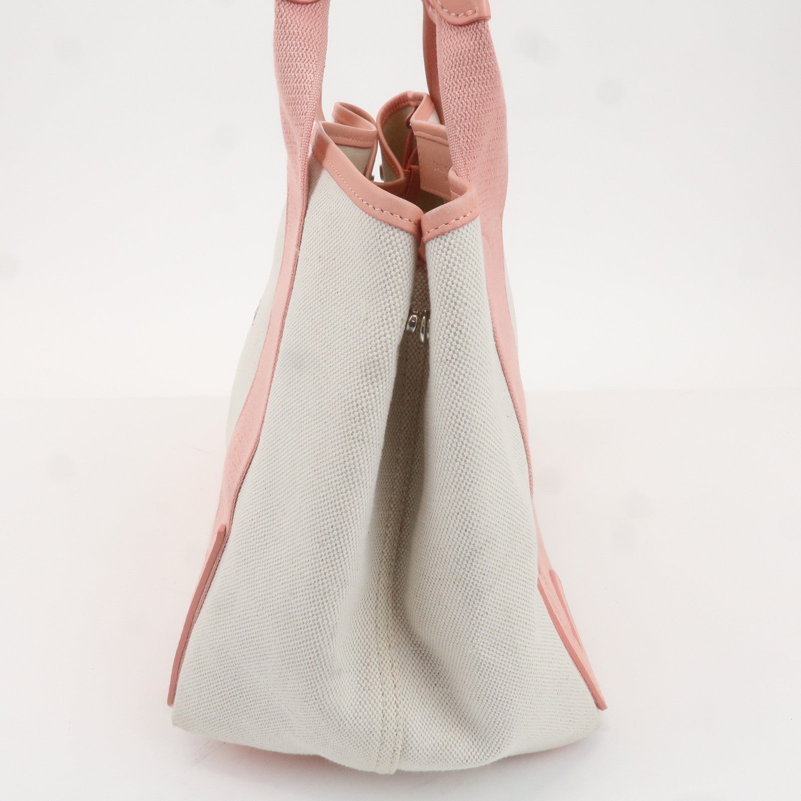 BALENCIAGA Cabas S Canvas Leather Tote Bag Beige Pink 339933