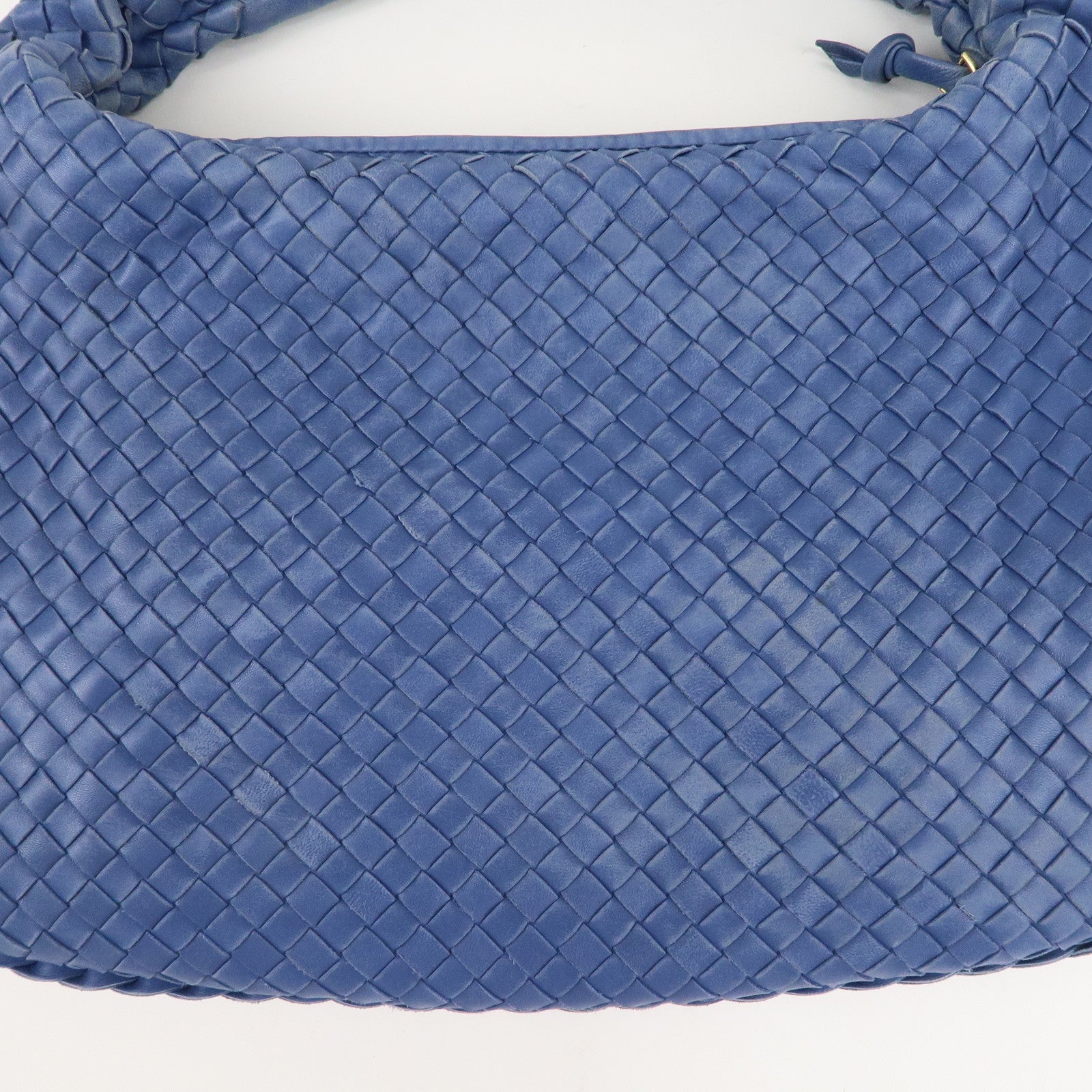 BOTTEGA VENETA Intrecciato Hobo Leather Shoulder Bag Blue 115653