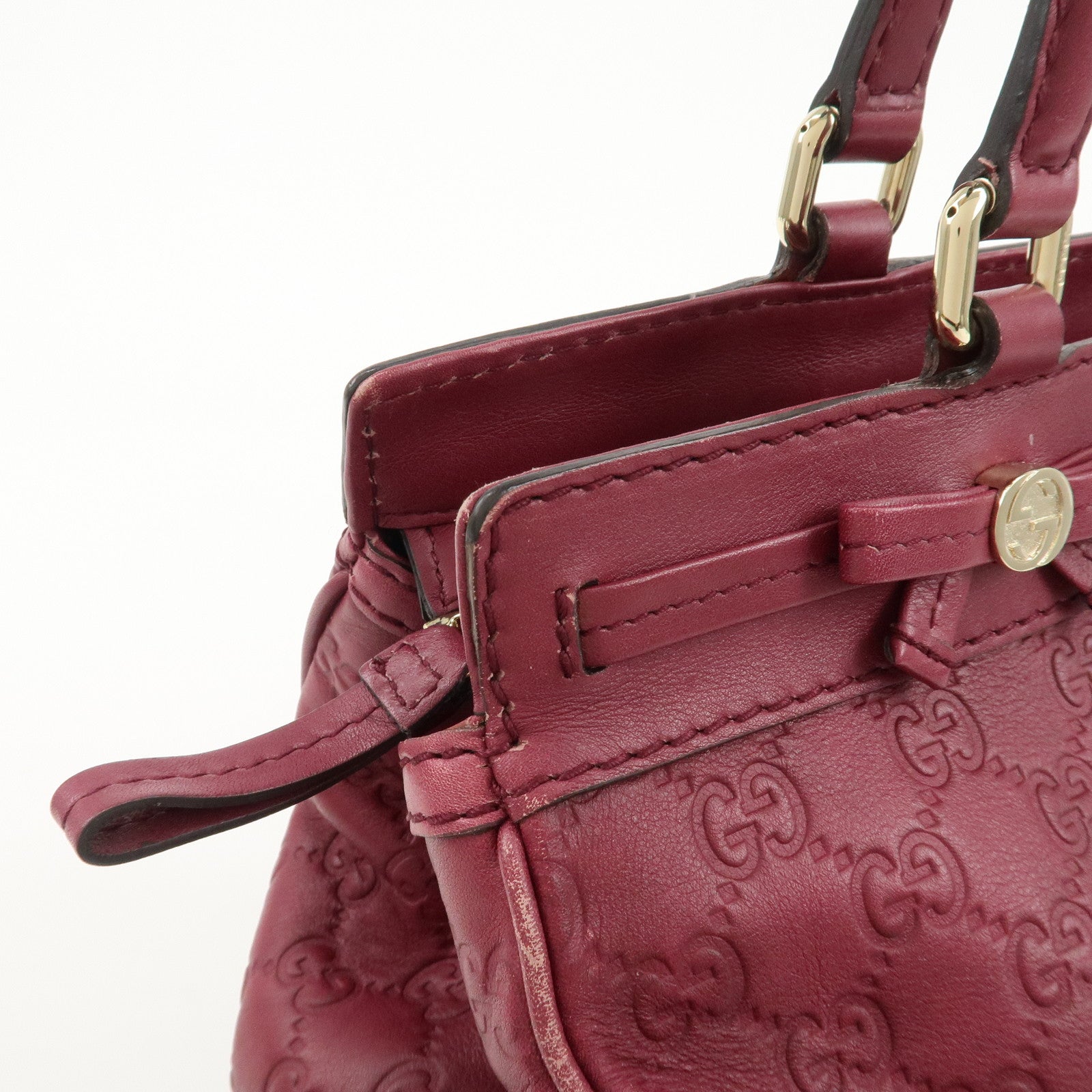 GUCCI Guccissima Princy Leather Tote Bag Bordeaux 257063 Used