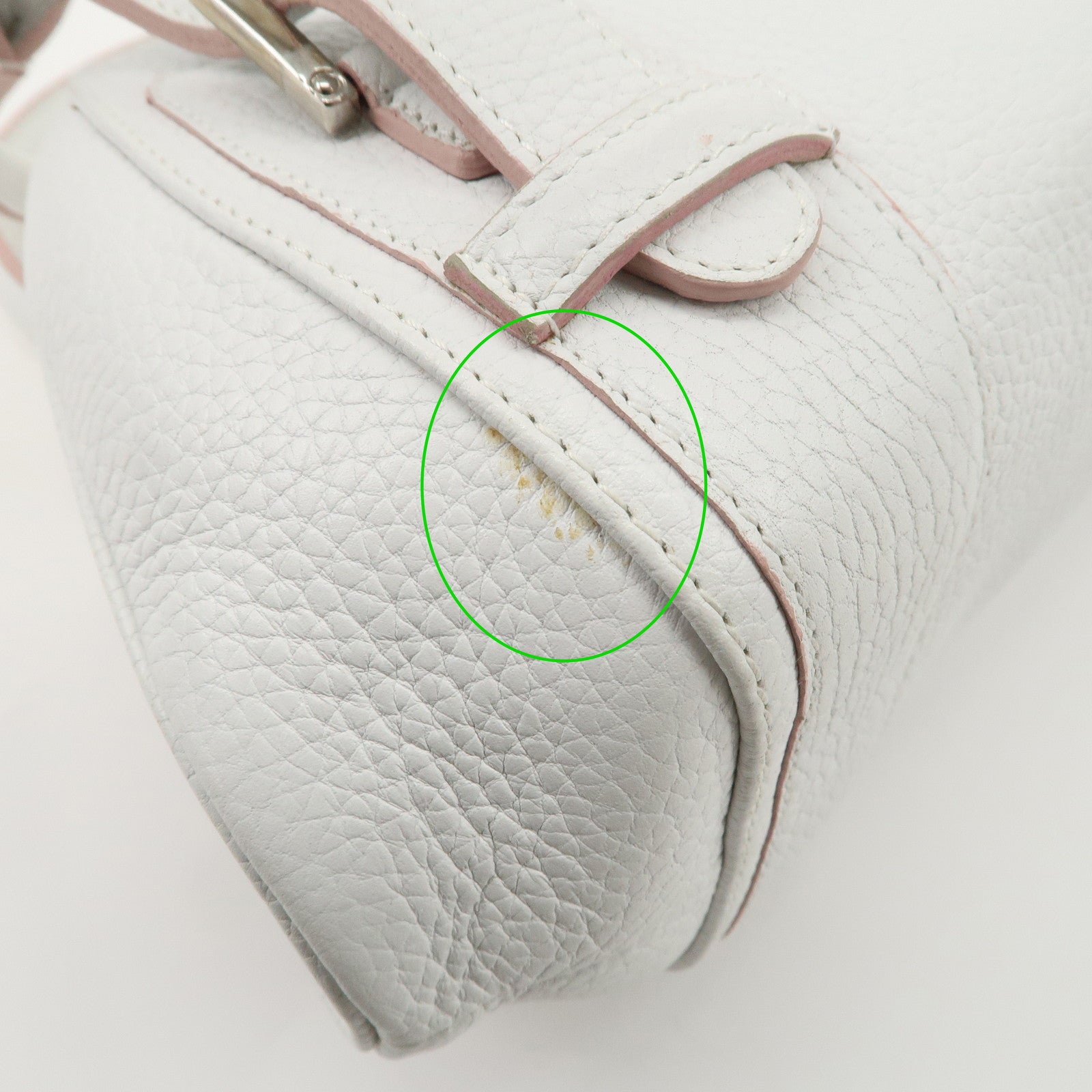 LOEWE Leather Senda Boston Bag Hand Bag White