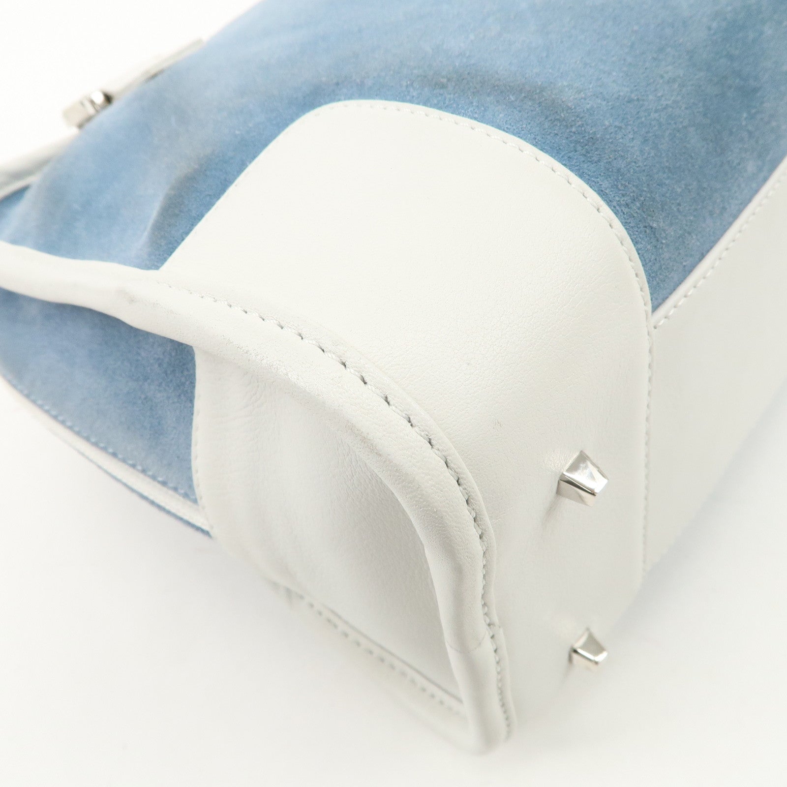 LOEWE Anagram Suede Leather Amazona 27 Hand Bag White Blue