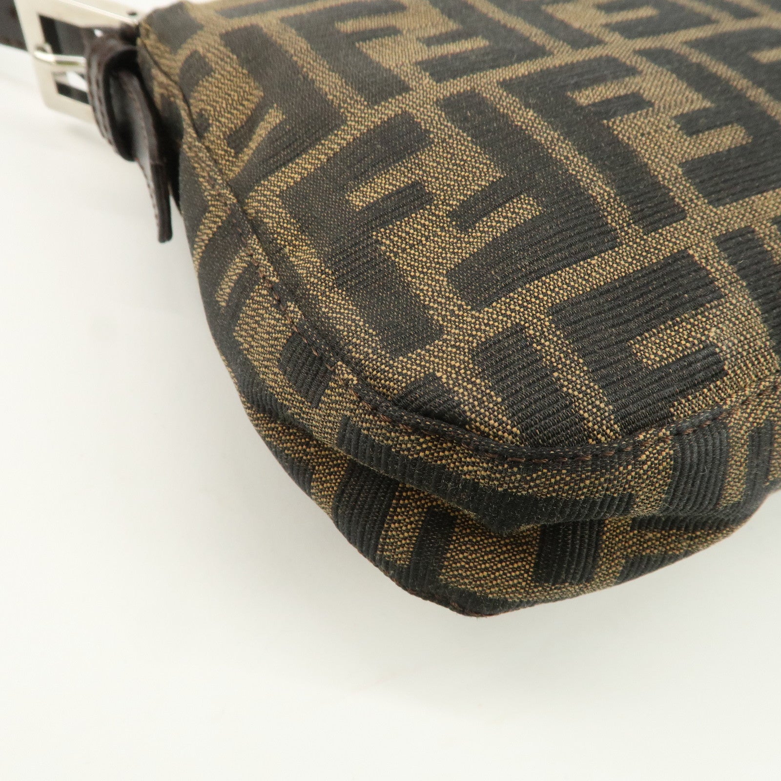 FENDI Mamma Bagguette Zucca Canvas Leather Shoulder Bag 26424