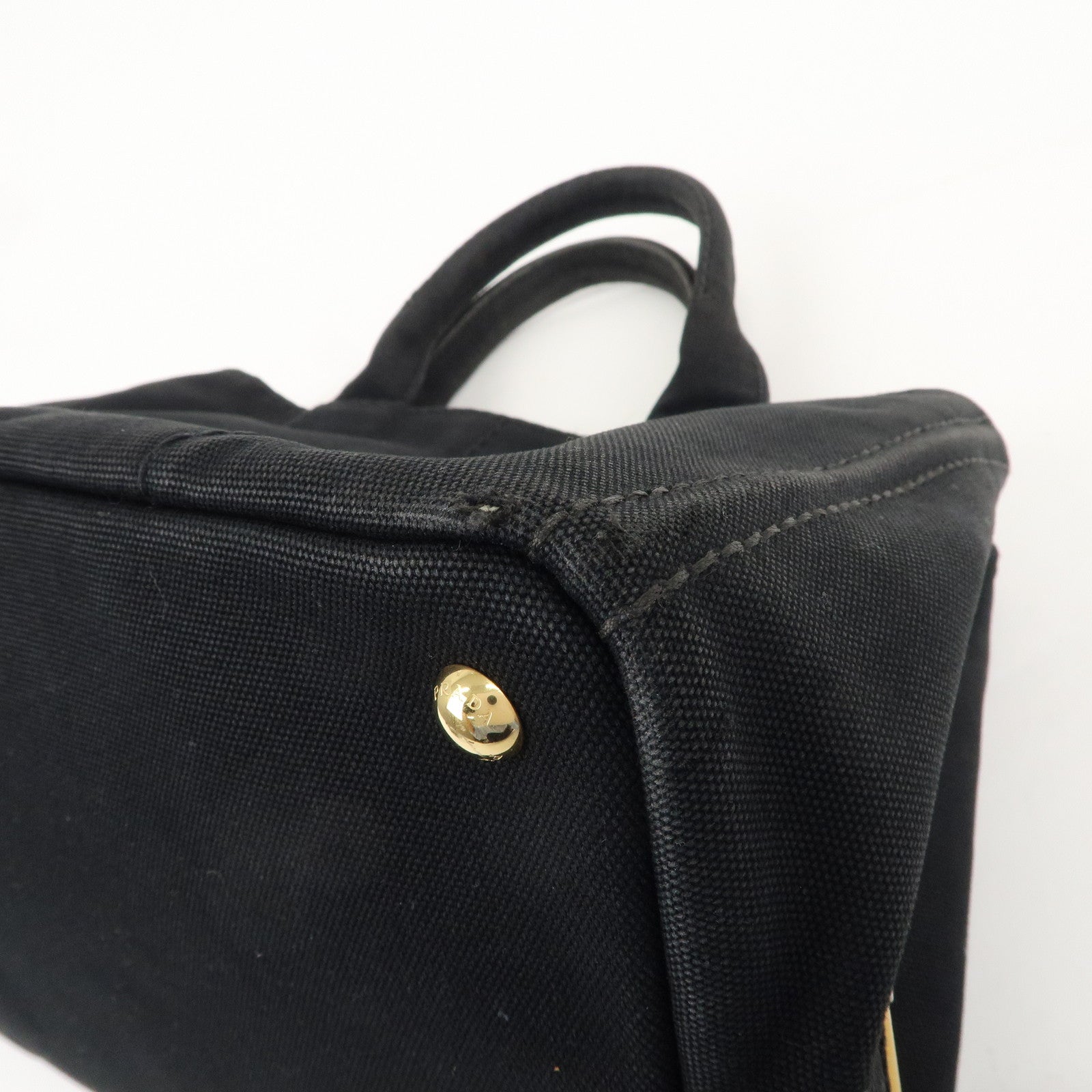 PRADA Canapa Canvas 2Way Hand Bag Tote Bag Black 1BG642