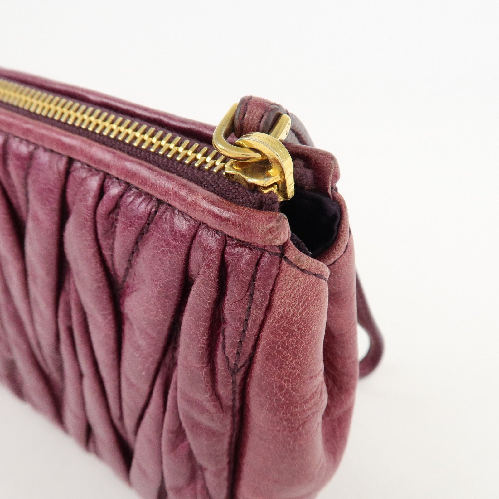 MIU MIU Matelasse Leather Pouch Clutch Bag Second Bag Purple Used