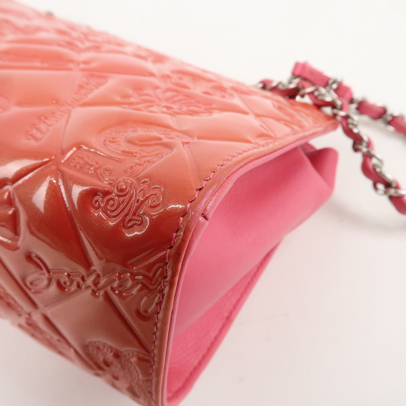 CHANEL Icon Patent Leather Chain Shoulder Bag Pink A37156