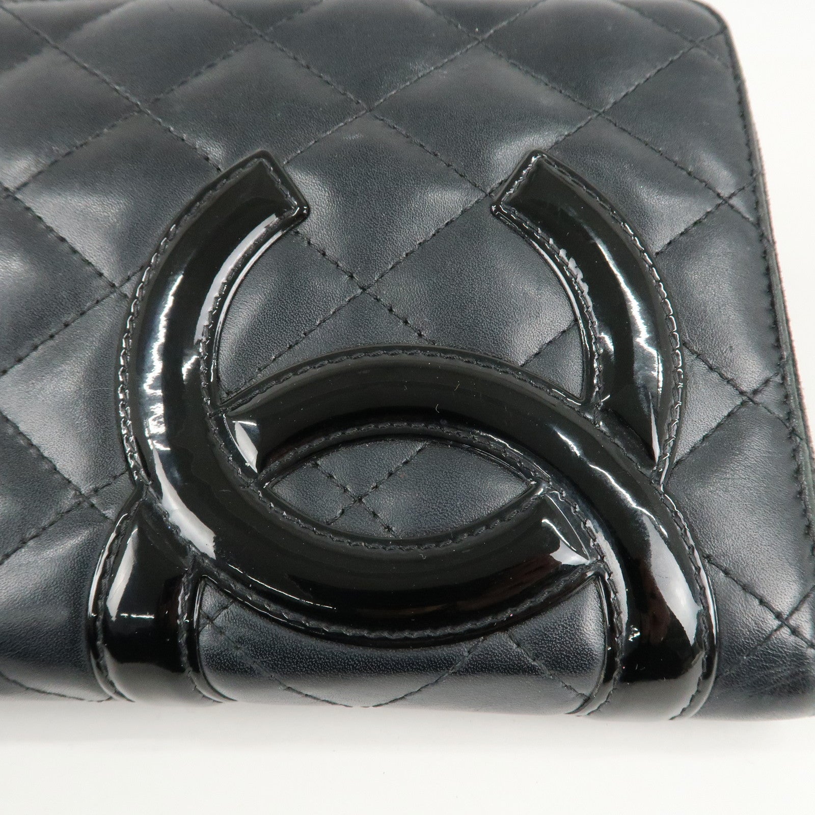 CHANEL Cambon Line Leather Round Zippy Long Wallet Black A26710