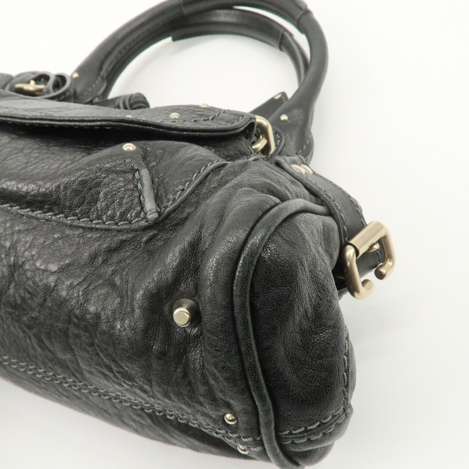 Chloe Paddington Leather Mini Boston Bag Hand Bag Black Used