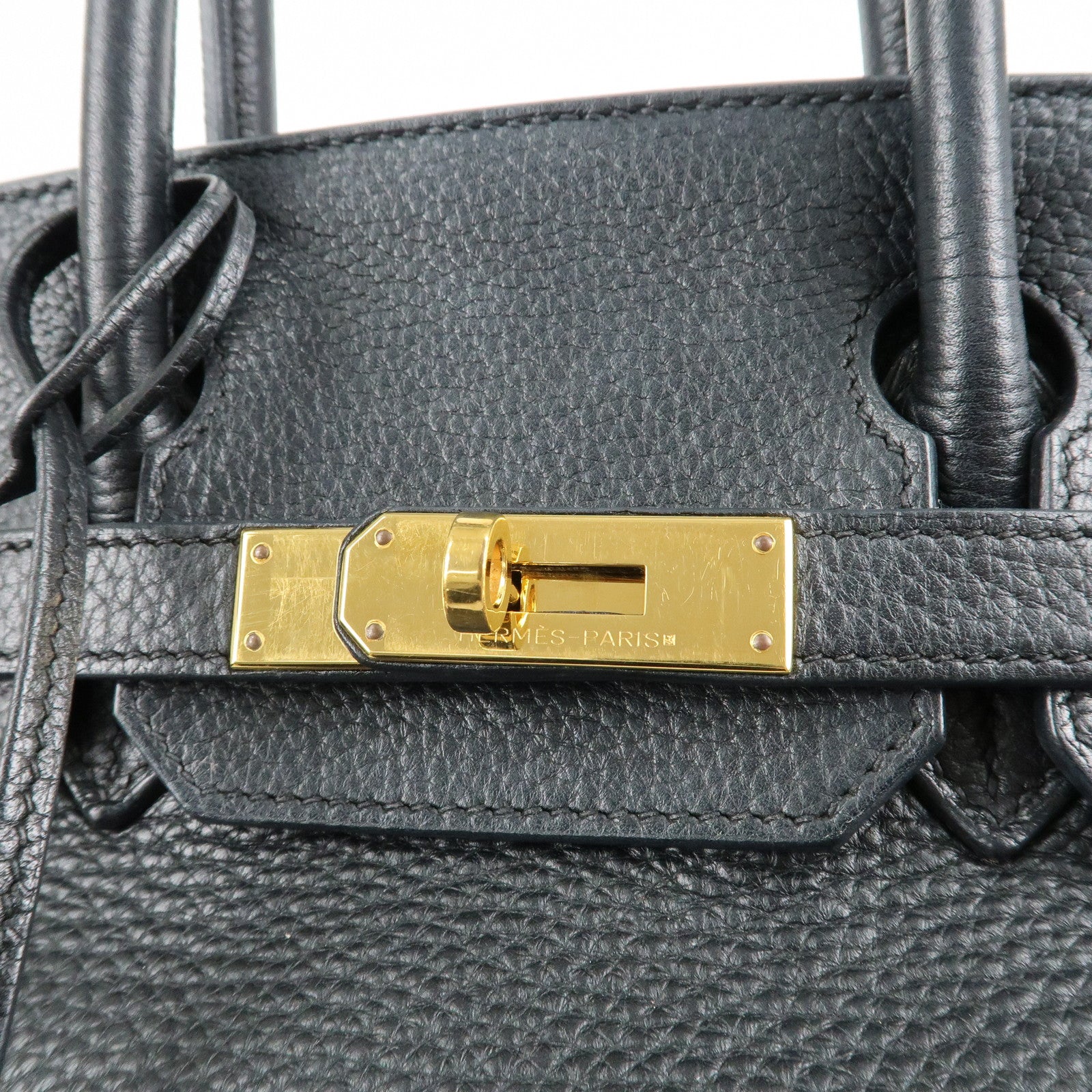 HERMES Taurillon Clemence Birkin 30 M stamped Black Gold