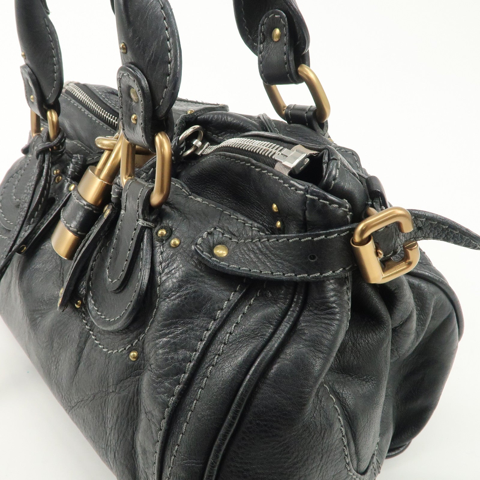 Chloe Paddington Leather Shoulder Bag Hand Bag Black