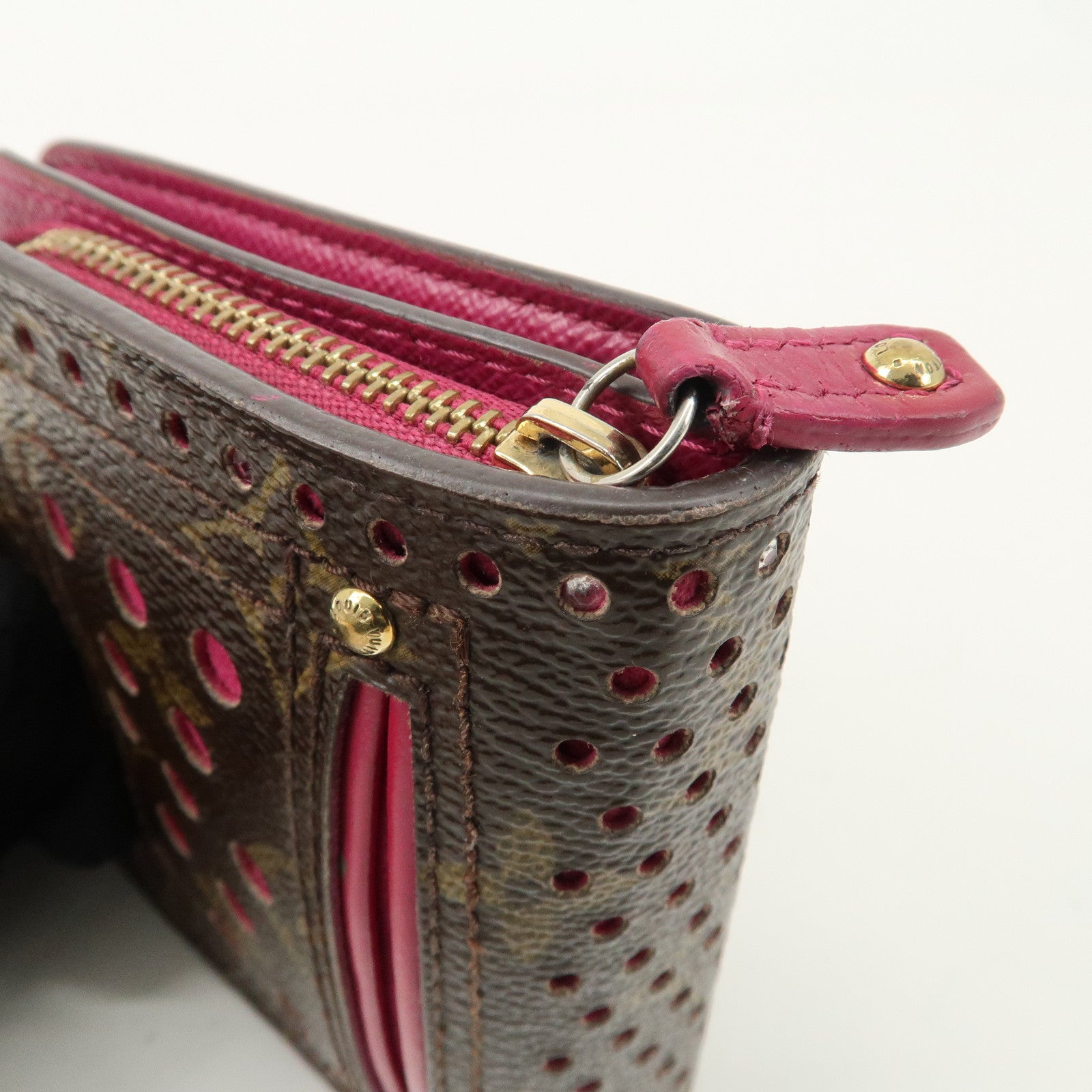 Louis Vuitton Monogram Perfor Compact Zip Fuchsia M95188