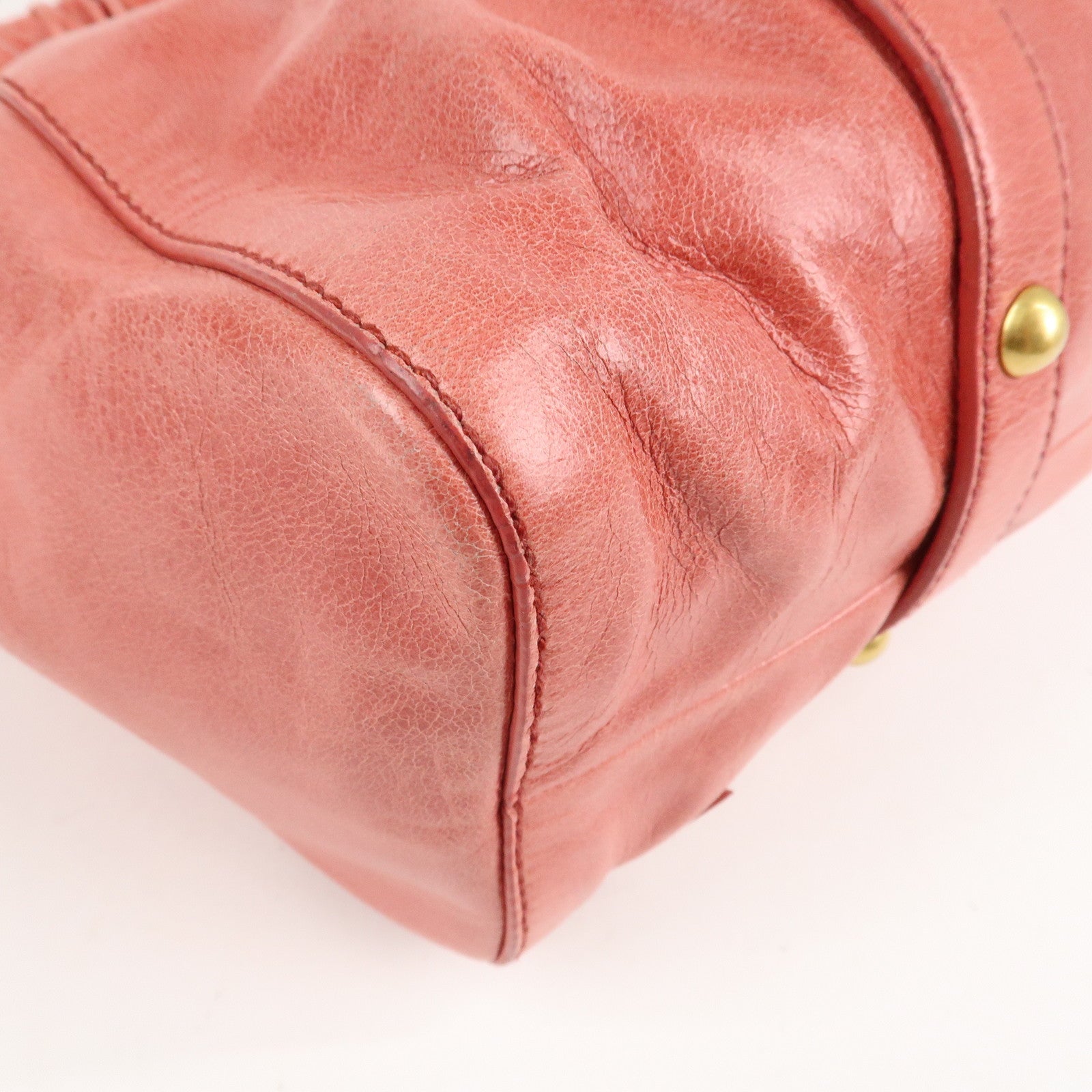 MIU MIU Leather 2Way Bag Shoulder Bag Hand Bag Pink RT0383 Used