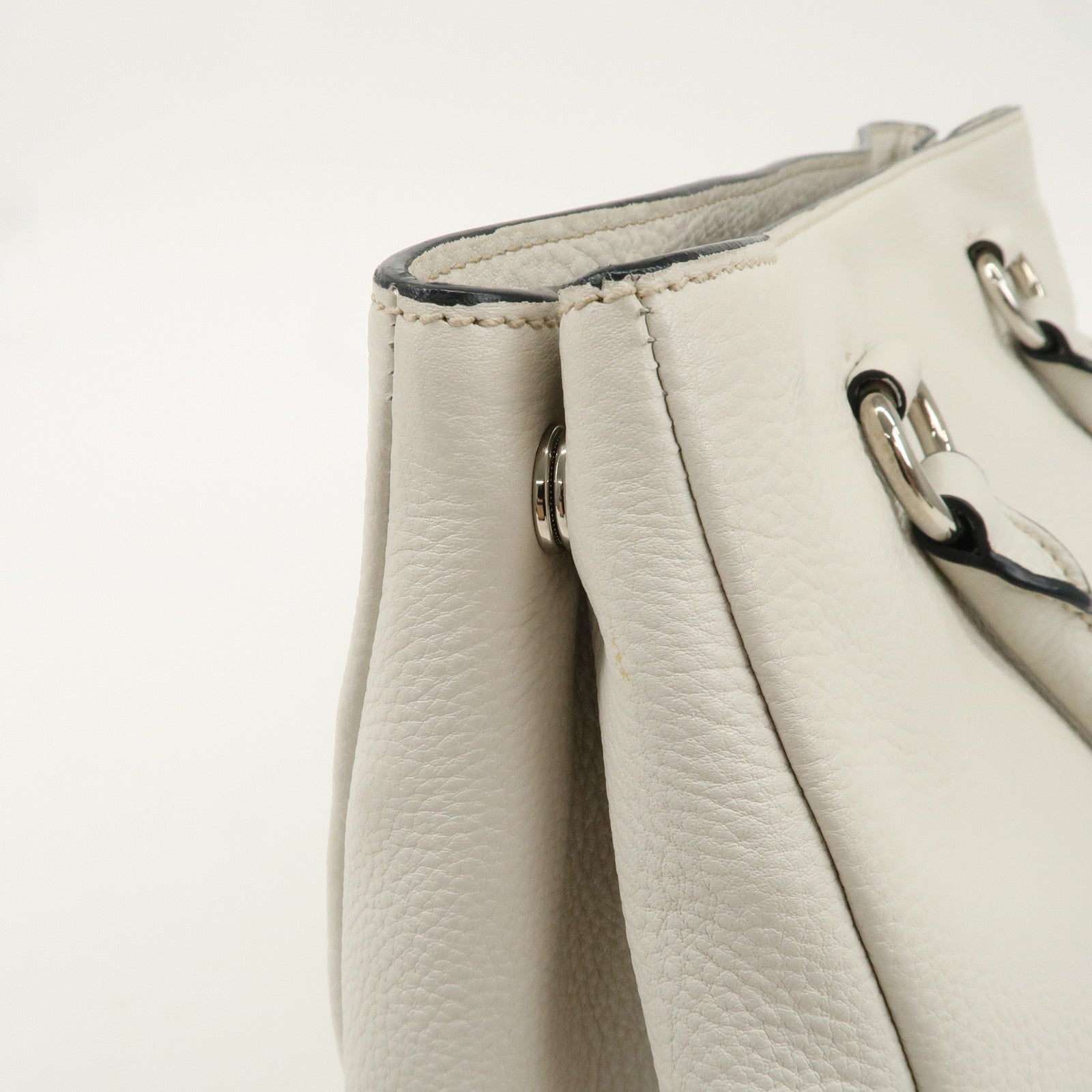 PRADA Leather Hand Bag White BN2579